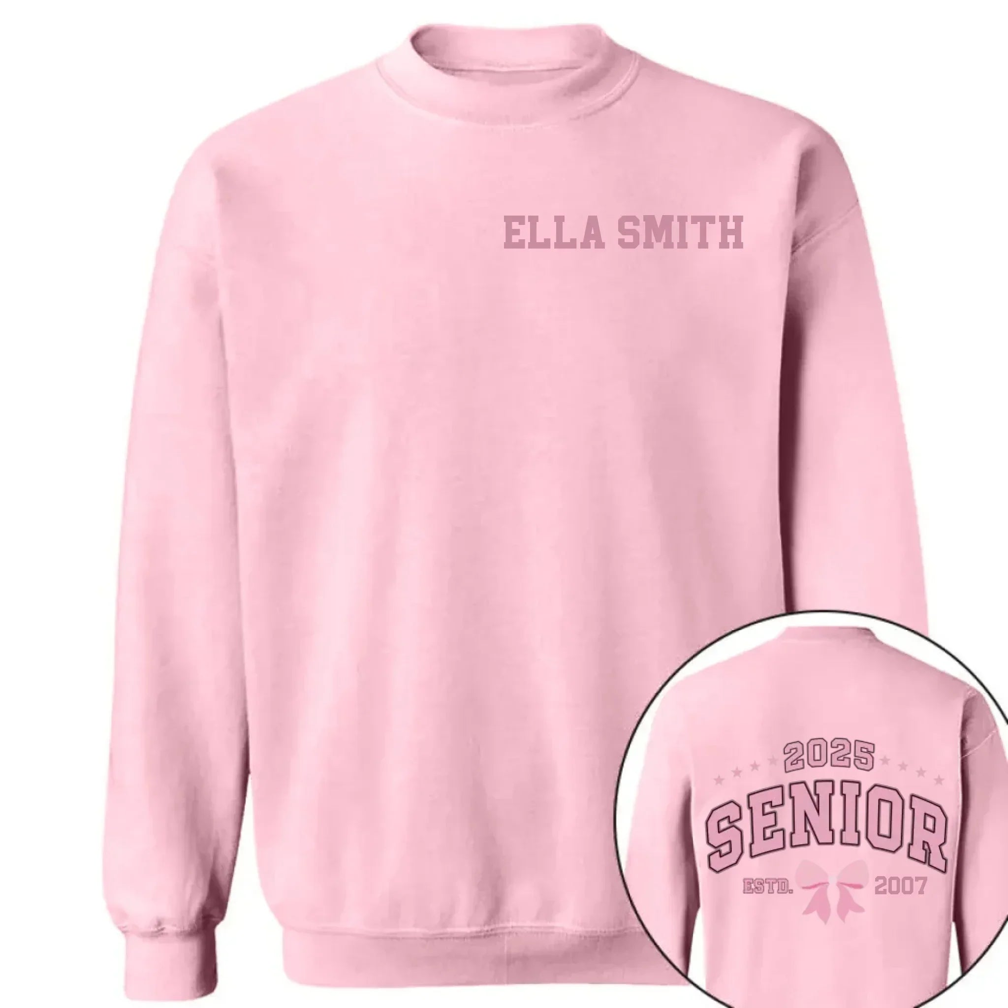 Customized Graduation Themed T-shirts - Clothes with Personalized Names and Years on the Back Featuring Double-sided Printed Bow patterns- Gifts for Family,Grandchildren,Graduate - Joliny