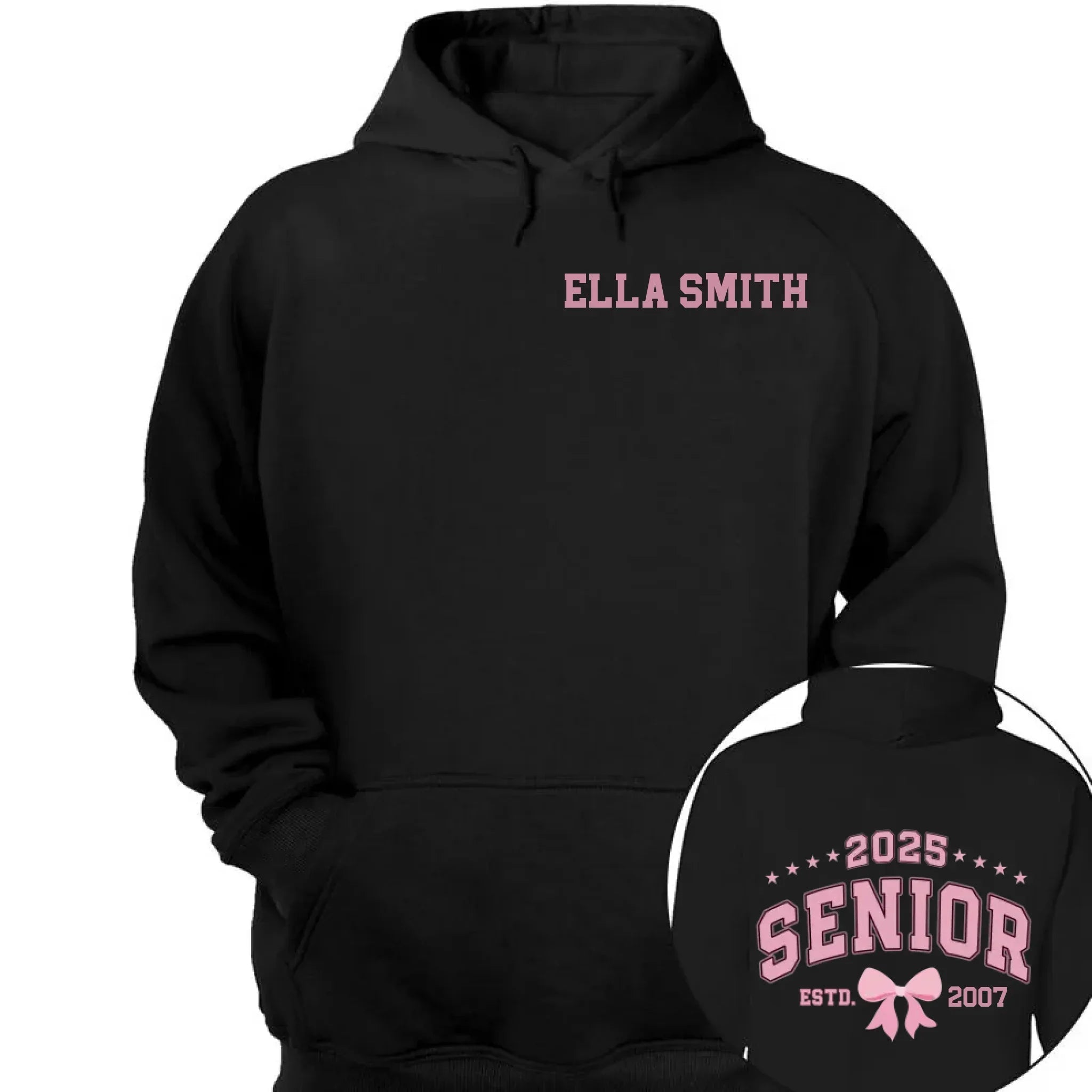 Customized Graduation Themed T-shirts - Clothes with Personalized Names and Years on the Back Featuring Double-sided Printed Bow patterns- Gifts for Family,Grandchildren,Graduate - Joliny