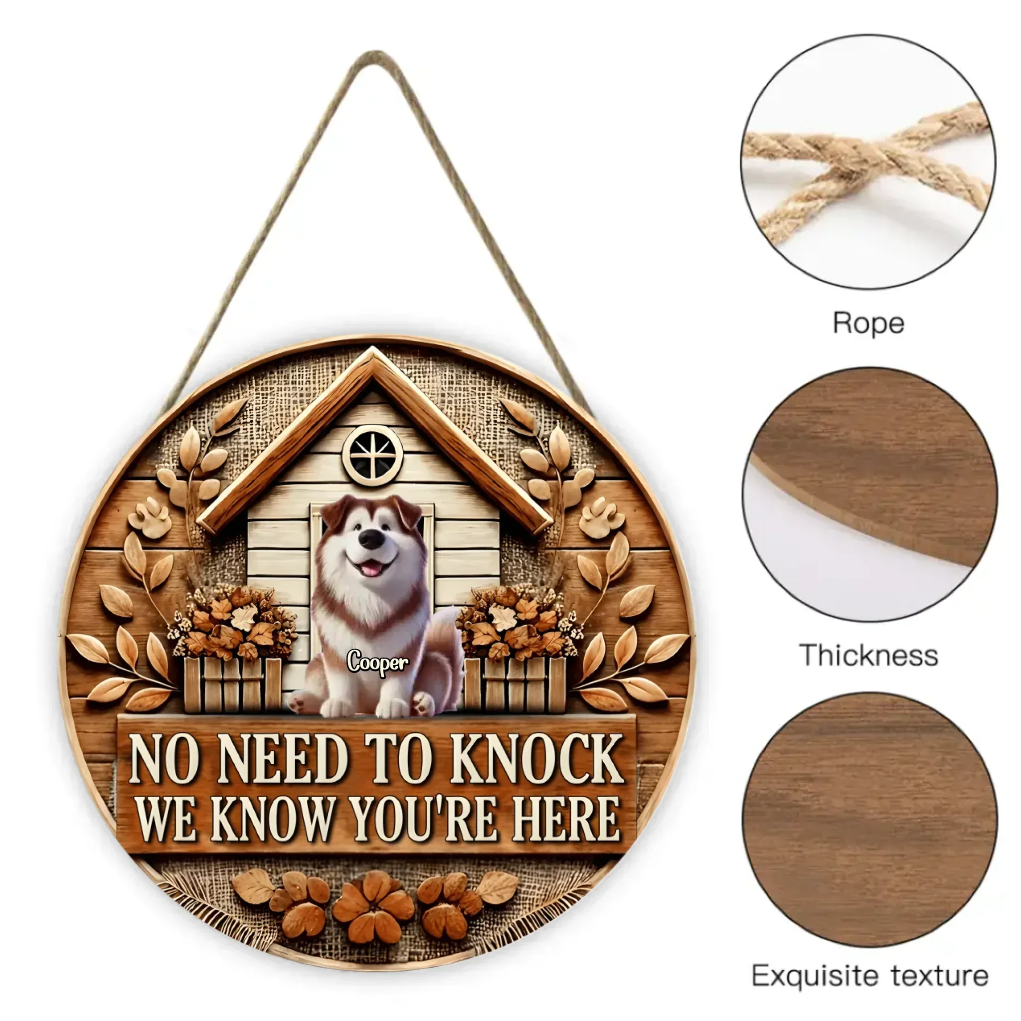 Custom Pet Door Signs - Round Wooden Nameplates for Pet Lovers - Joliny