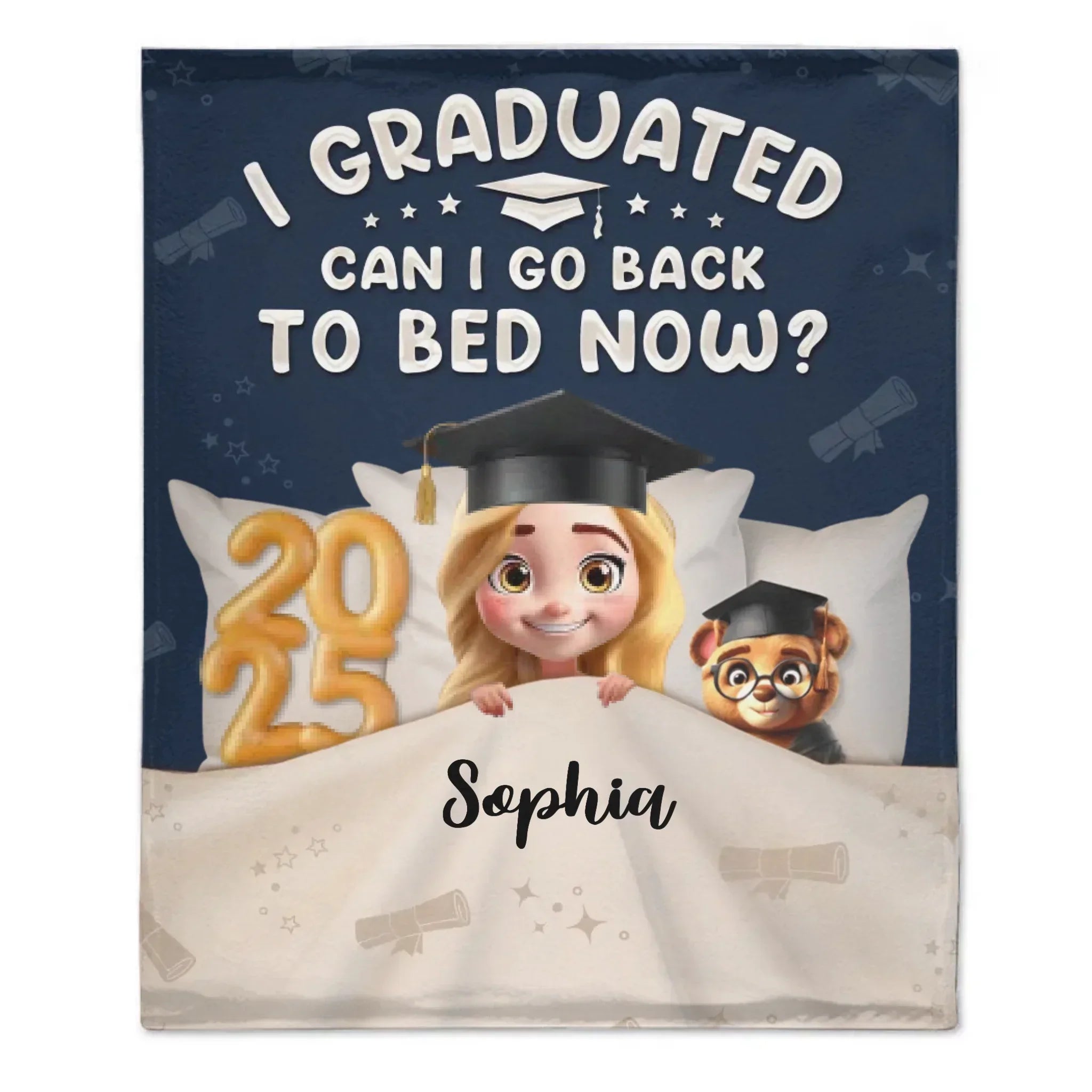 Graduated Can I Go Back To Bed Now - Personalized Blanket - Joliny