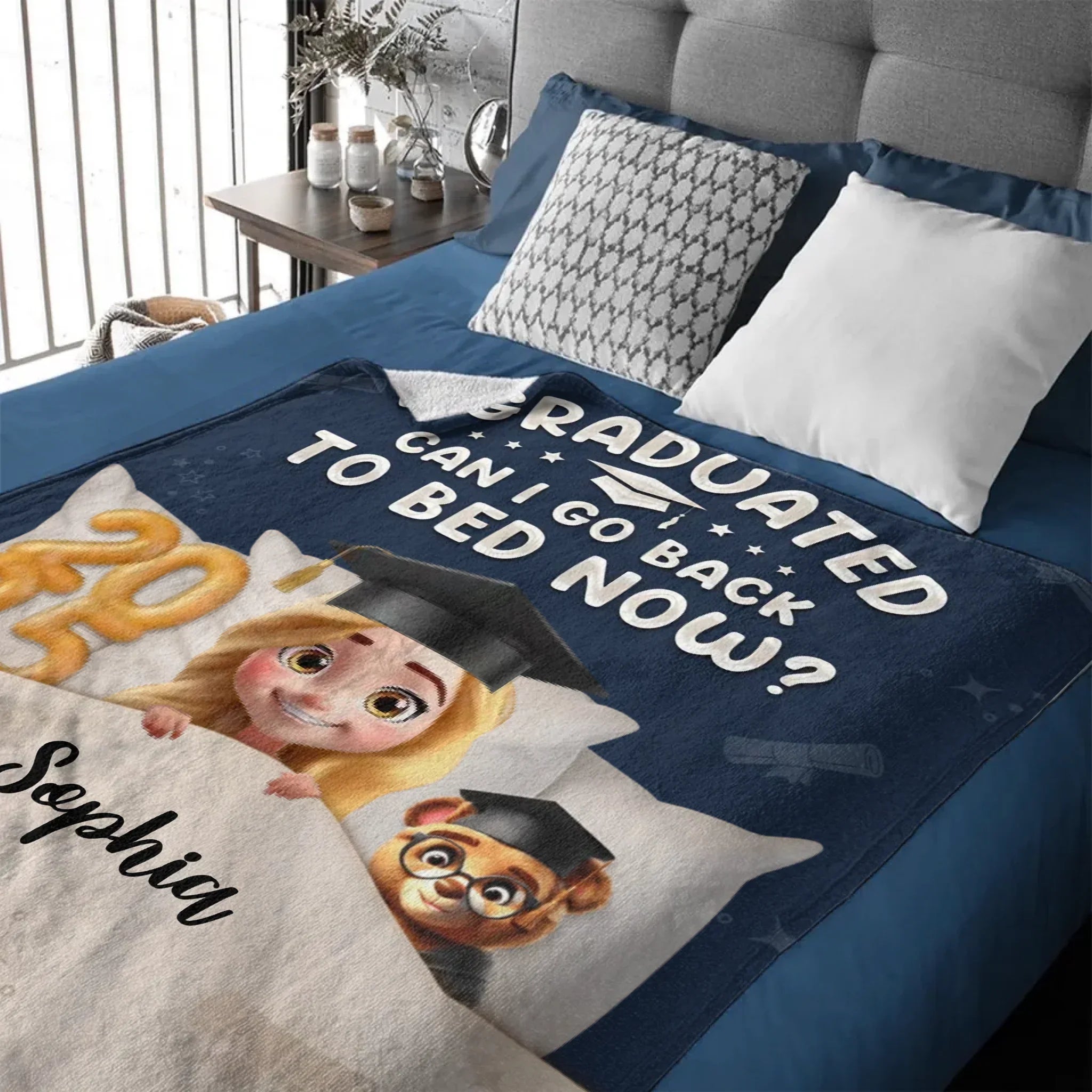 Graduated Can I Go Back To Bed Now - Personalized Blanket - Joliny