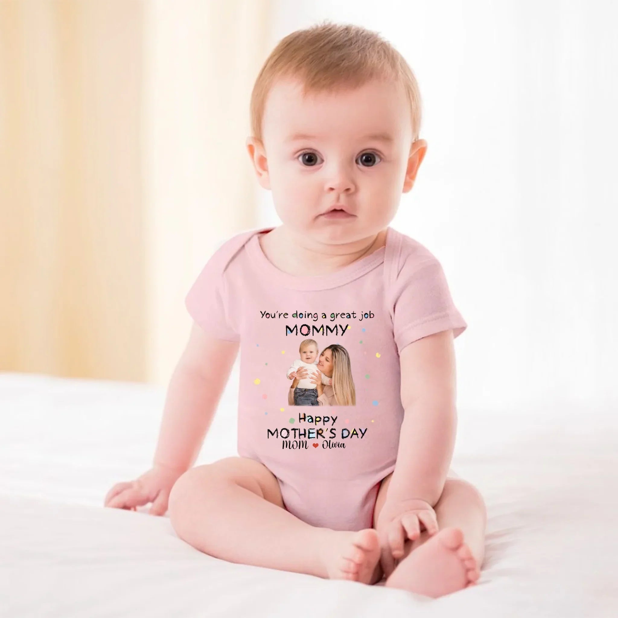 Custom Baby Onesies - You're doing a great job mommy Happy 1st Mother's Day - Personalized Onesie - Joliny