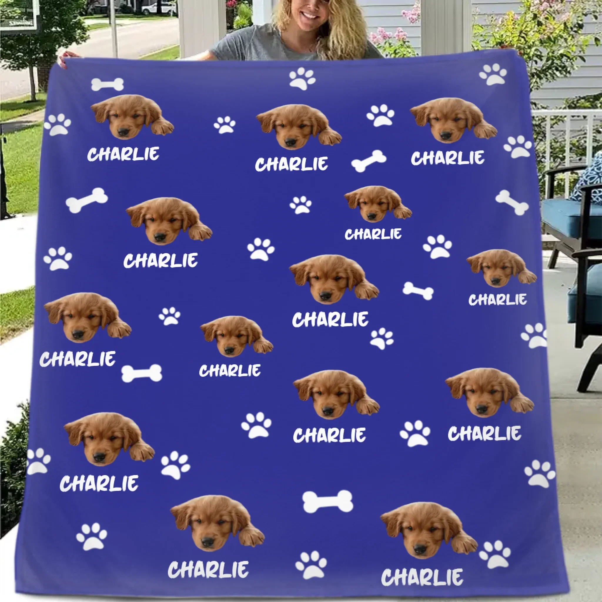 Personalized Name Picture Custom Pet Memorial Blanket - Personalized Custom Pet Photo Names - Gifts for Dog Lovers - Joliny