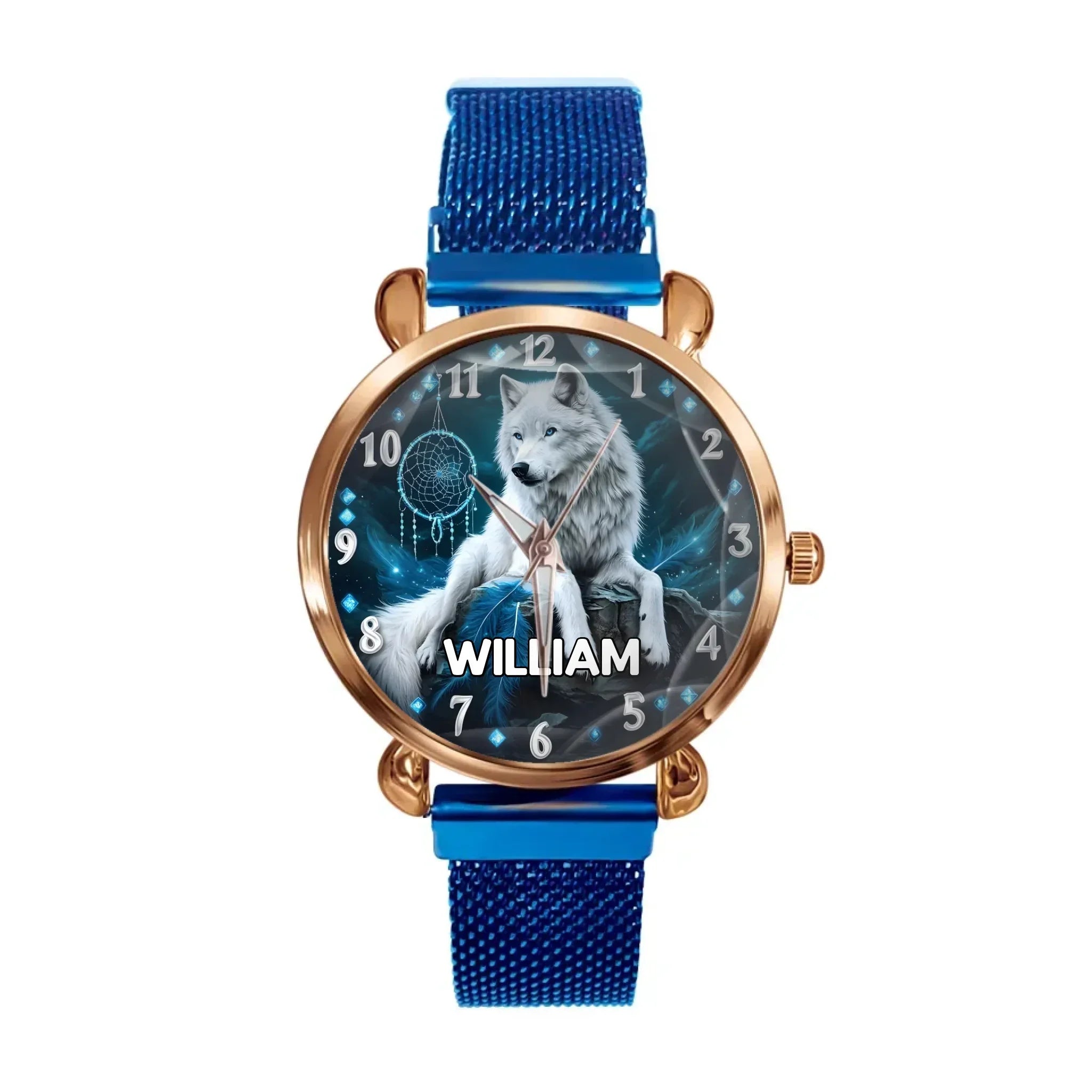 Dreamy Feather Dreamcatcher - Custom Name Wolf Pattern Printed Watch - Joliny