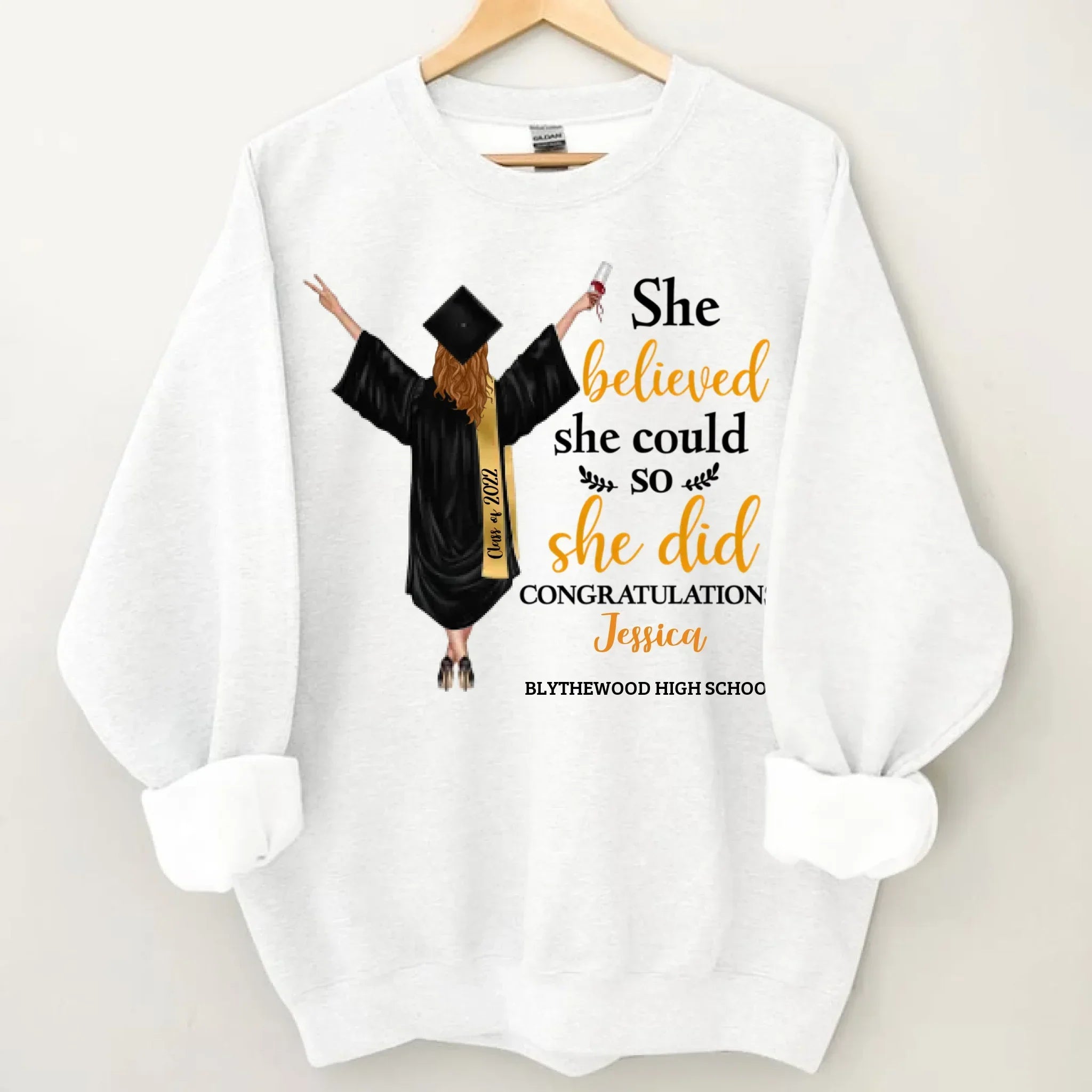 Customised Graduation T-shirt - Graduation Themed Outfits Personalised with Name,University,Year and Image - A Gift For Girl,Granddaughter,Sister,Friend,BFF - Joliny