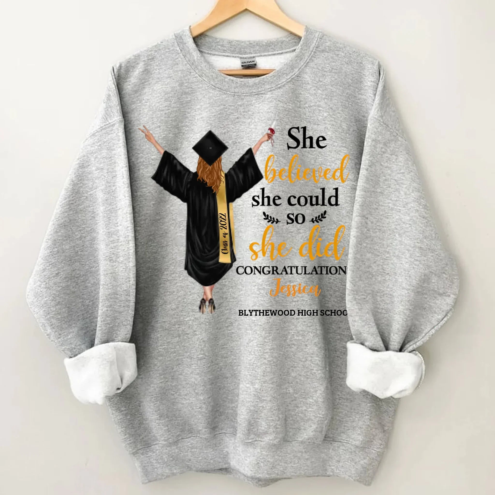 Customised Graduation T-shirt - Graduation Themed Outfits Personalised with Name,University,Year and Image - A Gift For Girl,Granddaughter,Sister,Friend,BFF - Joliny