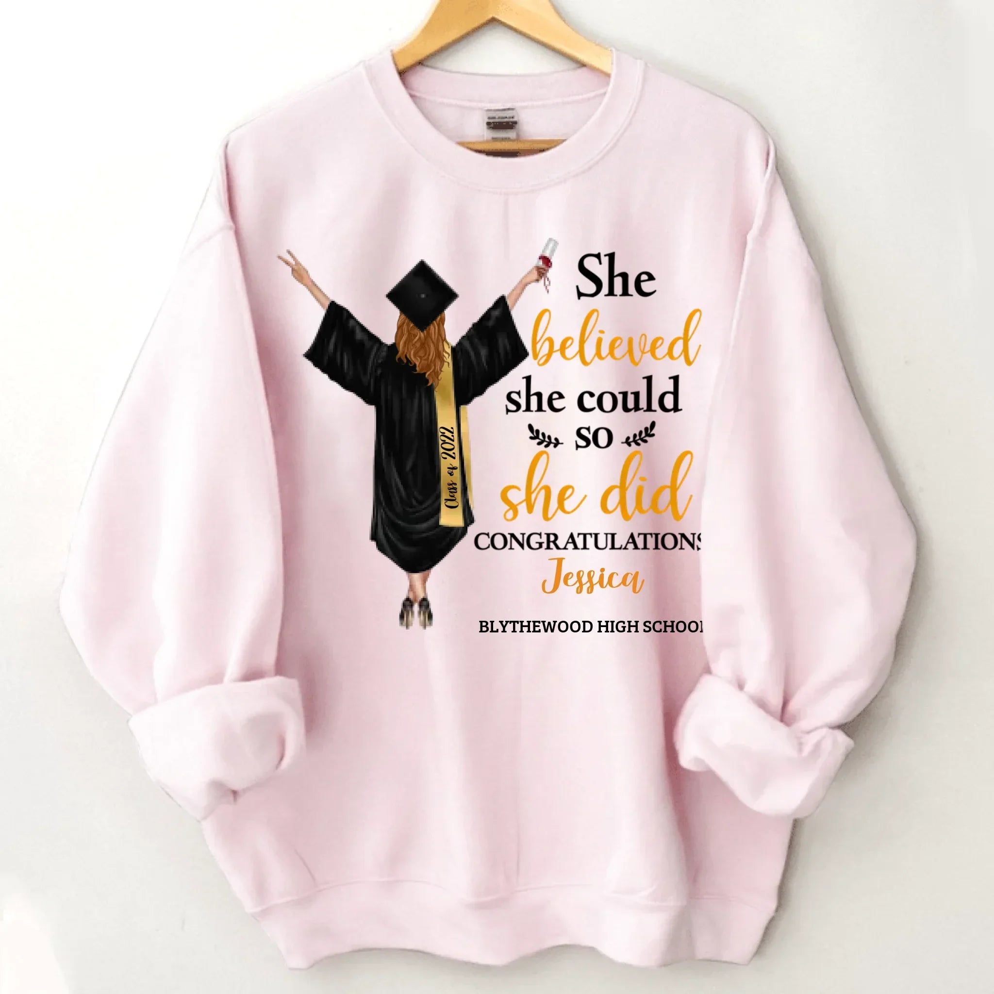 Customised Graduation T-shirt - Graduation Themed Outfits Personalised with Name,University,Year and Image - A Gift For Girl,Granddaughter,Sister,Friend,BFF - Joliny
