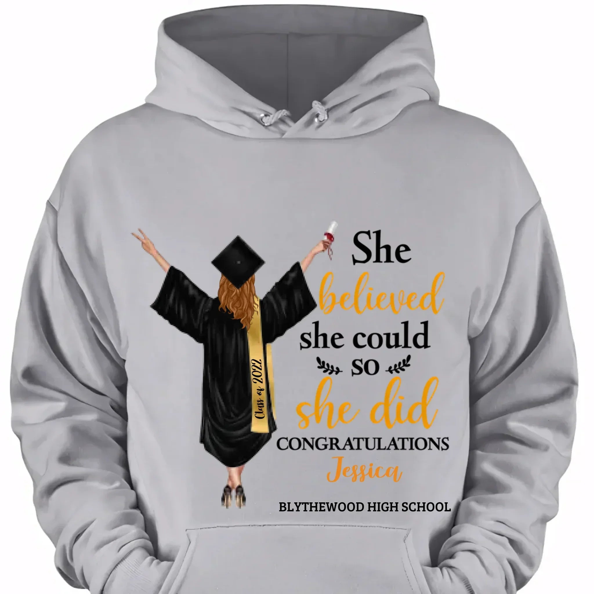 Customised Graduation T-shirt - Graduation Themed Outfits Personalised with Name,University,Year and Image - A Gift For Girl,Granddaughter,Sister,Friend,BFF - Joliny