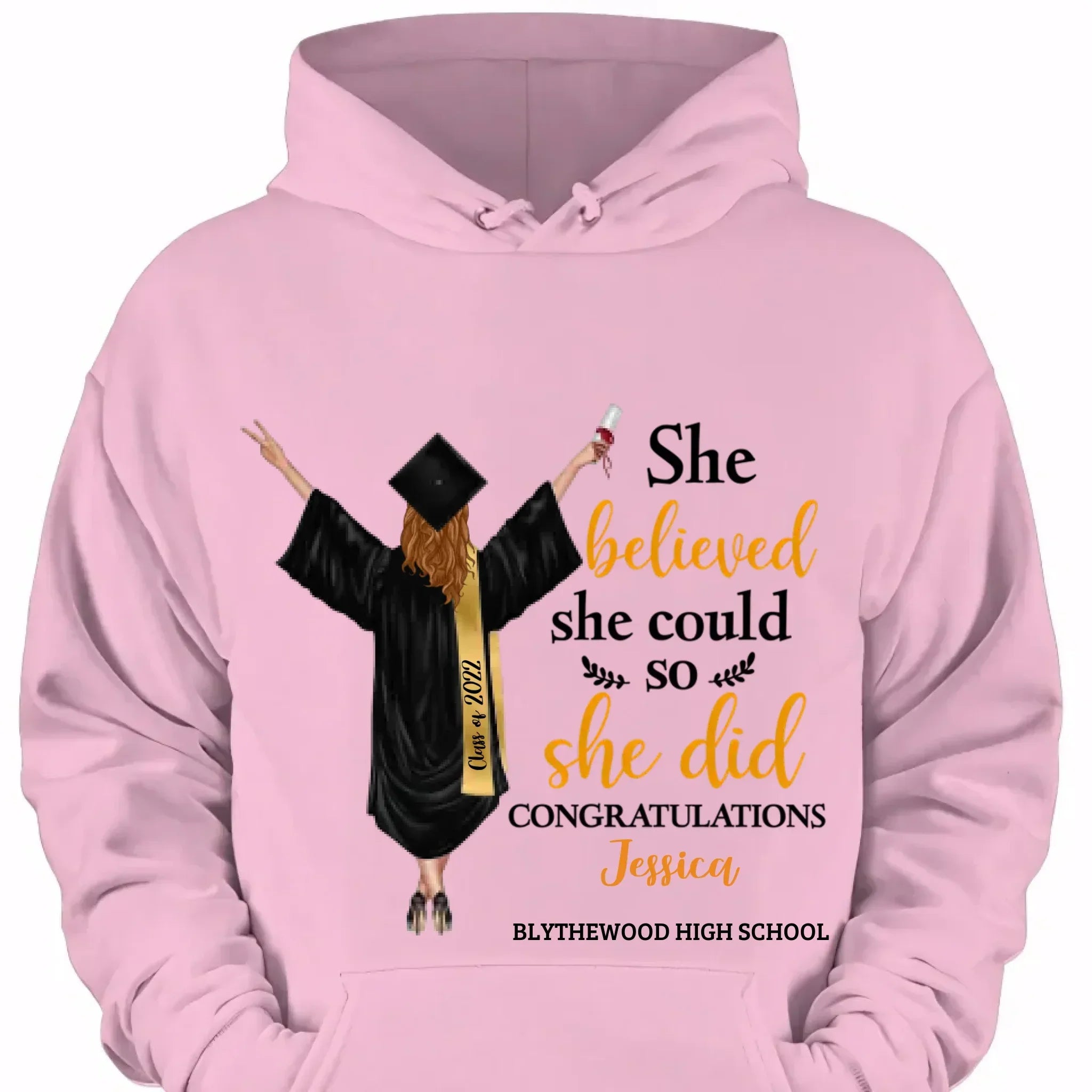Customised Graduation T-shirt - Graduation Themed Outfits Personalised with Name,University,Year and Image - A Gift For Girl,Granddaughter,Sister,Friend,BFF - Joliny