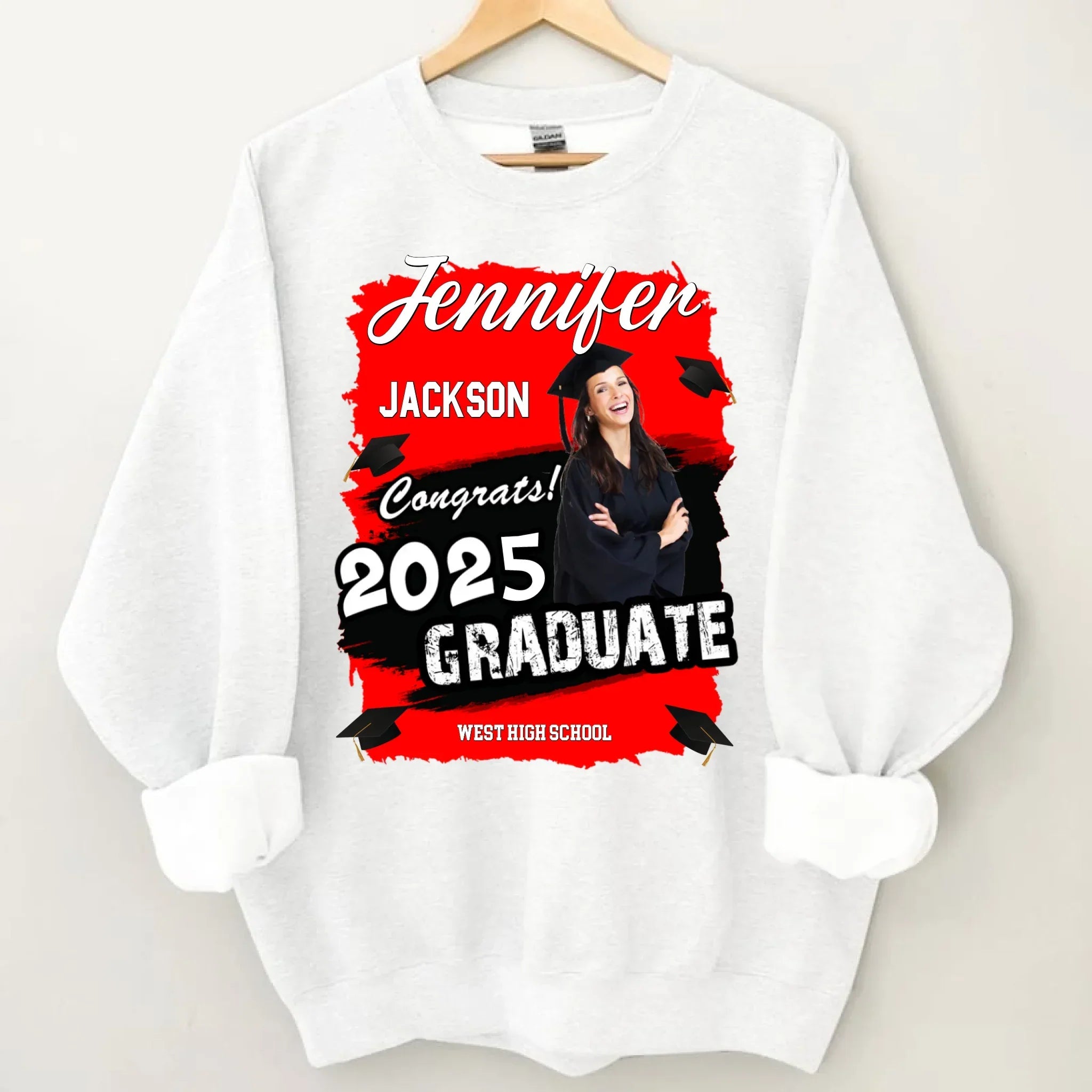 Custom Photo Art Color Congrats 2025 Graduation Personalized T-Shirt - Joliny