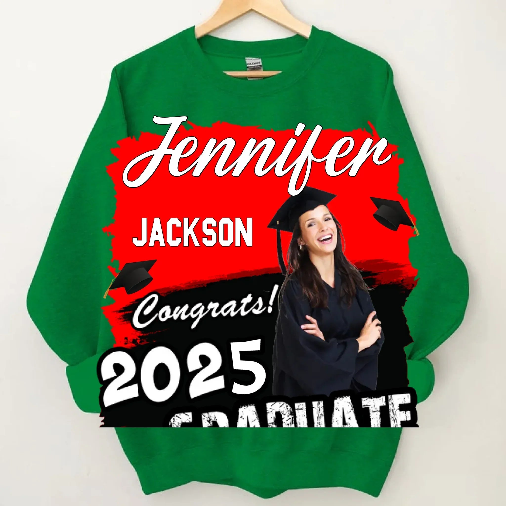 Custom Photo Art Color Congrats 2025 Graduation Personalized T-Shirt - Joliny