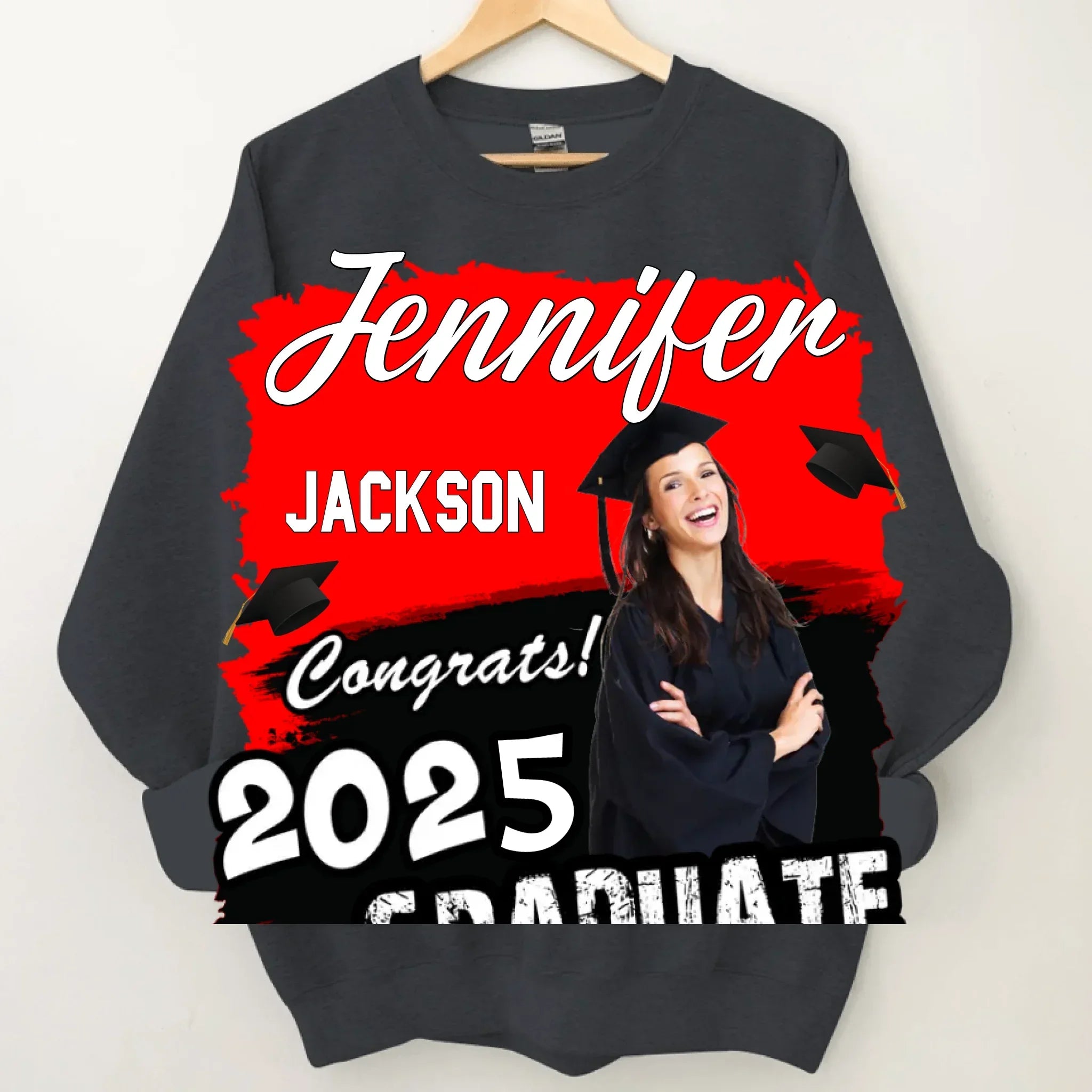 Custom Photo Art Color Congrats 2025 Graduation Personalized T-Shirt - Joliny