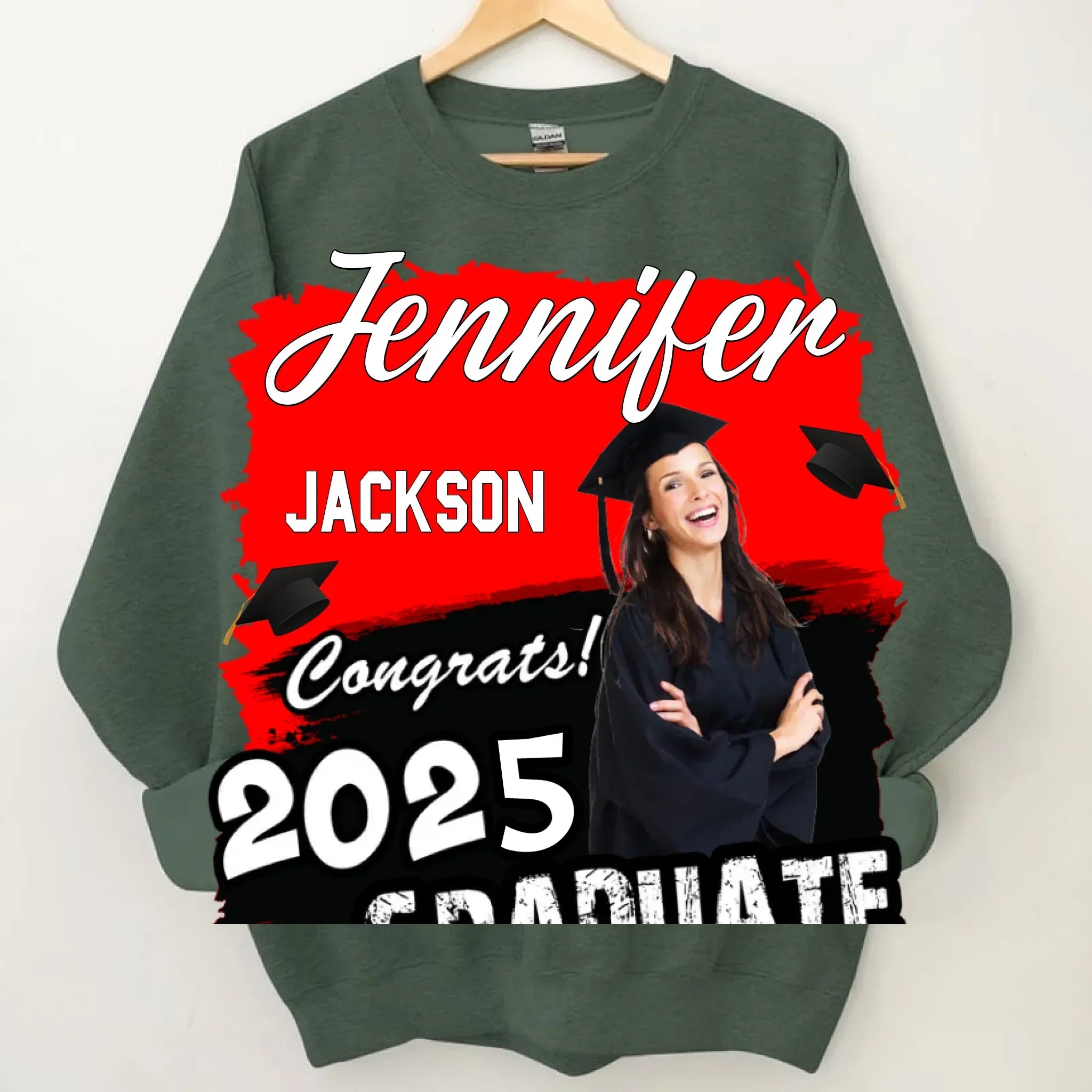 Custom Photo Art Color Congrats 2025 Graduation Personalized T-Shirt - Joliny