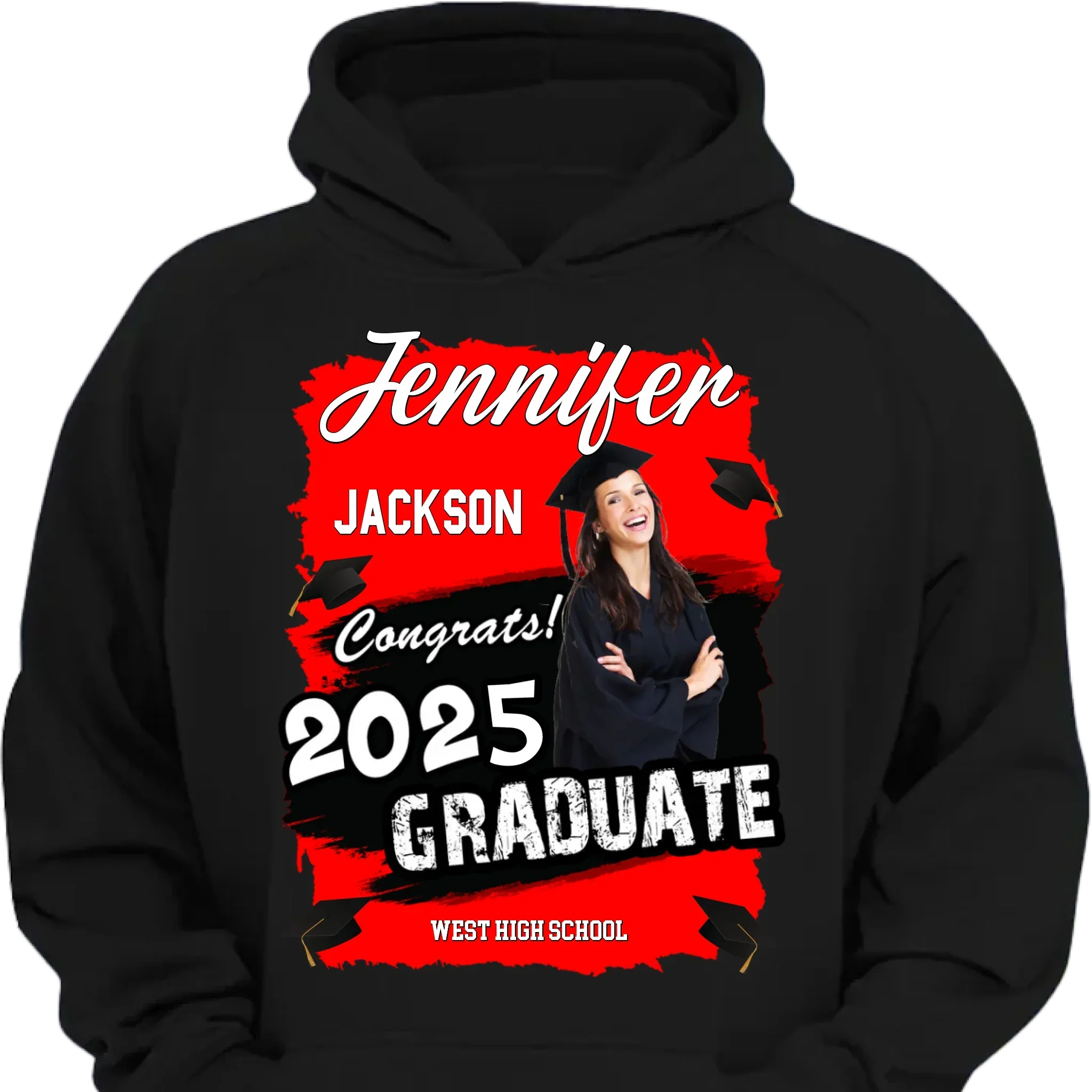 Custom Photo Art Color Congrats 2025 Graduation Personalized T-Shirt - Joliny