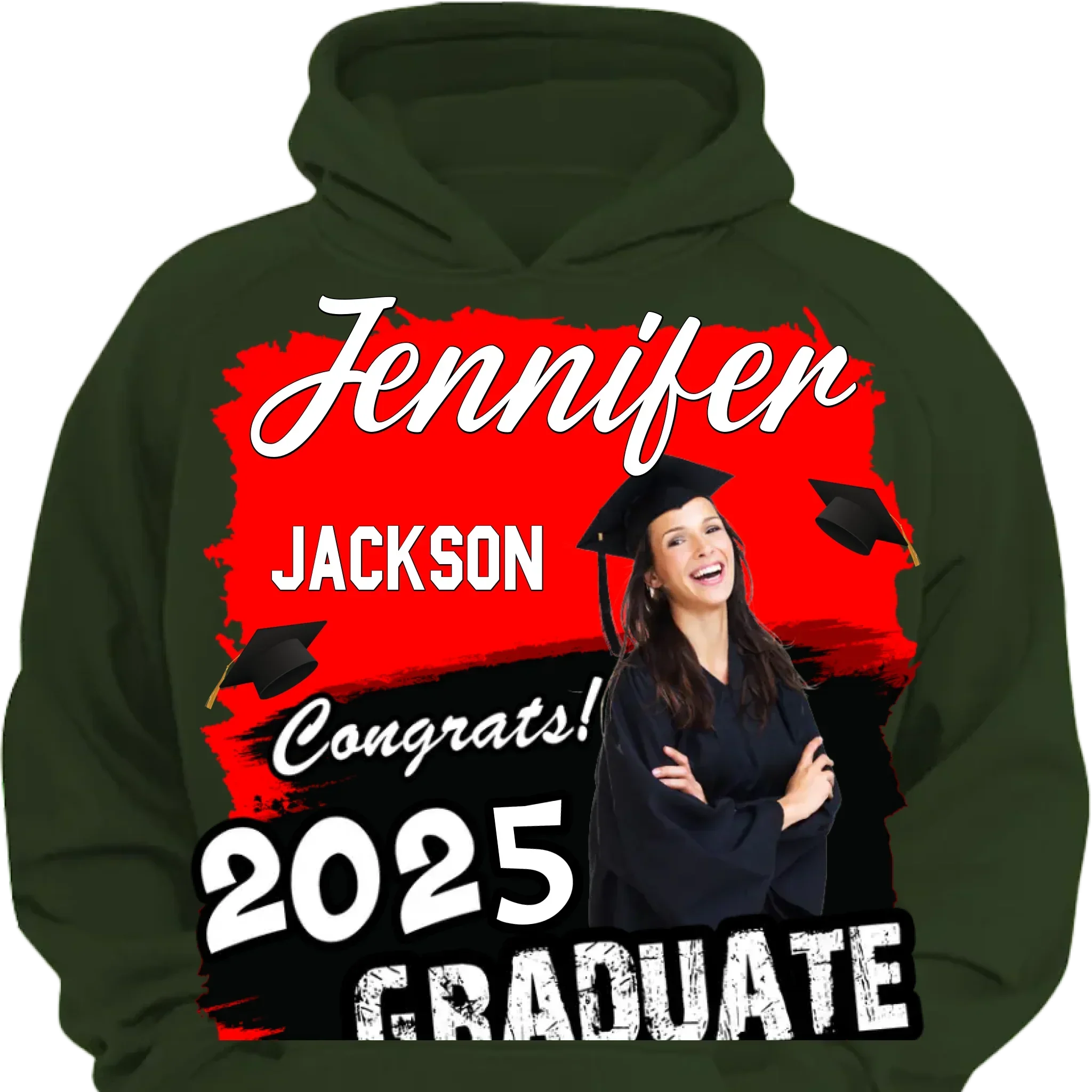 Custom Photo Art Color Congrats 2025 Graduation Personalized T-Shirt - Joliny