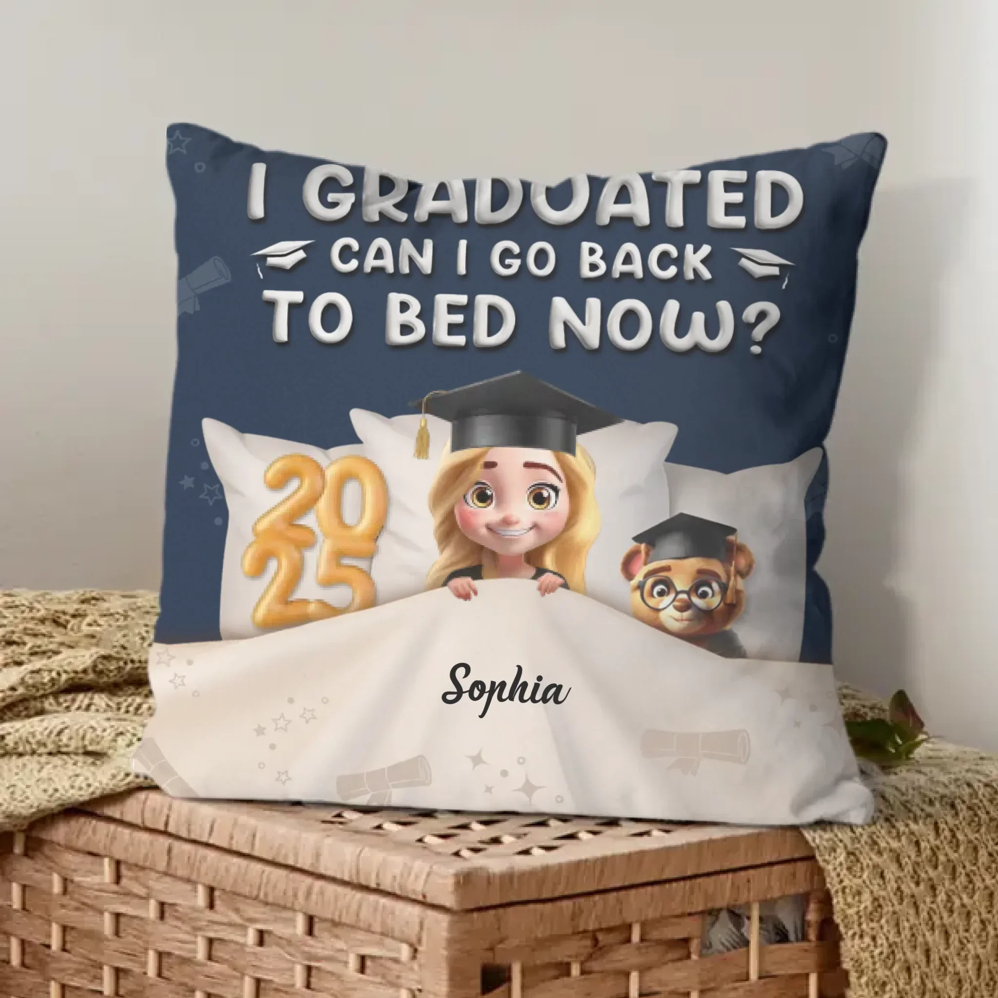Graduated Can I Go Back To Bed Now - Personalized Pillow - Joliny