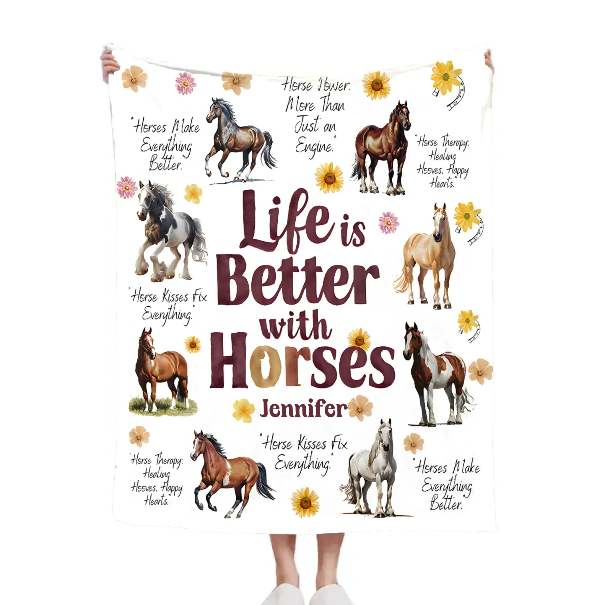 Life Is Better With Horses - Personalized Horse Blanket - Gift for Horse Lovers - Joliny
