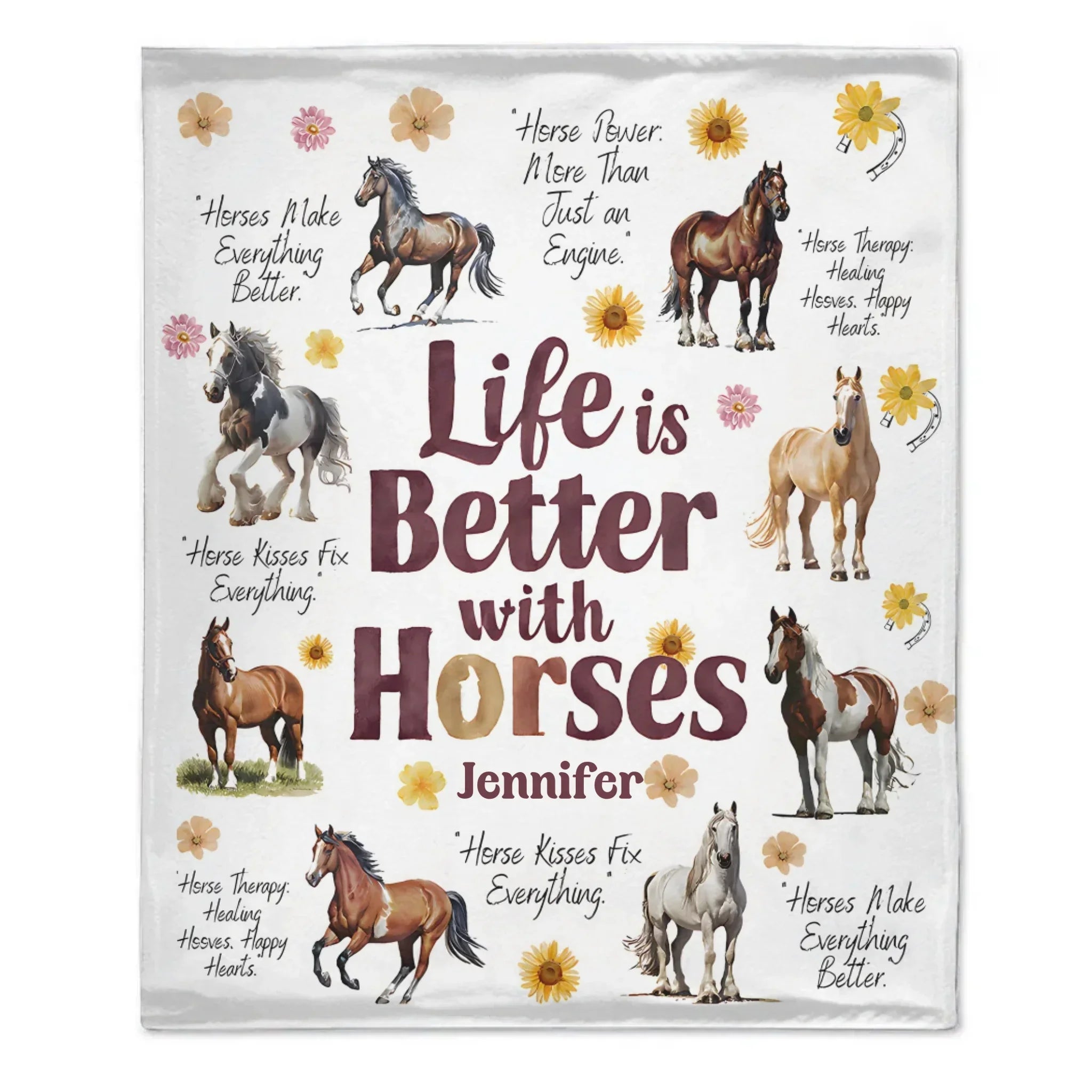 Life Is Better With Horses - Personalized Horse Blanket - Gift for Horse Lovers - Joliny