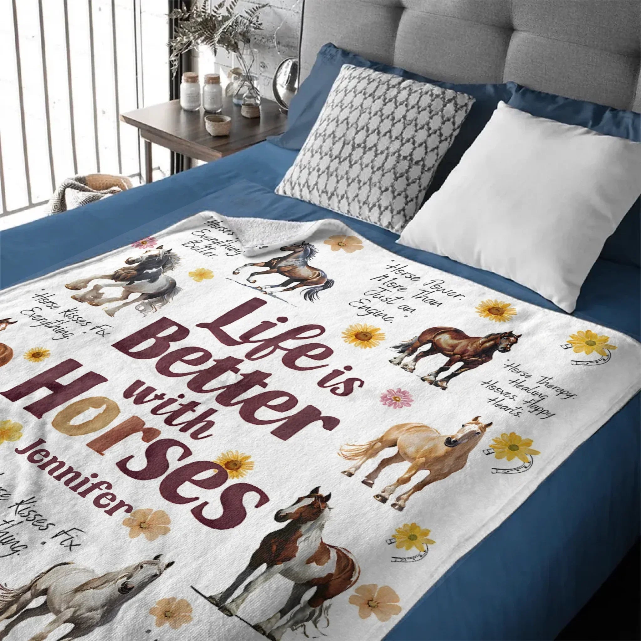 Life Is Better With Horses - Personalized Horse Blanket - Gift for Horse Lovers - Joliny