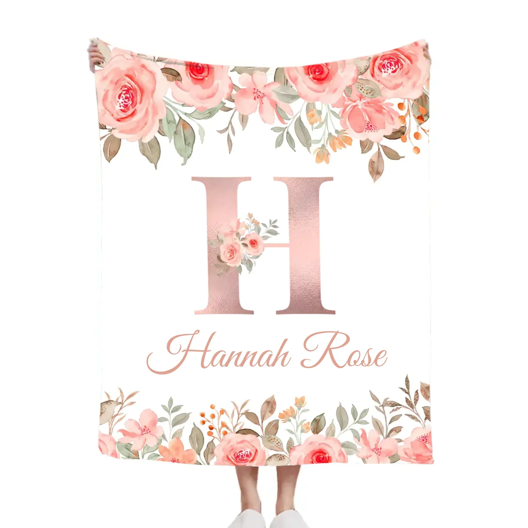 Customized Floral blanket - Personalized Name - Gifts for Beautiful Person - Joliny