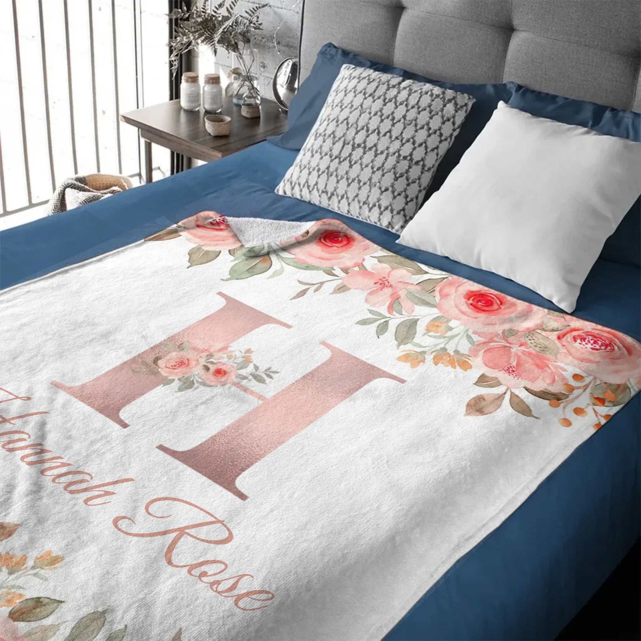 Customized Floral blanket - Personalized Name - Gifts for Beautiful Person - Joliny