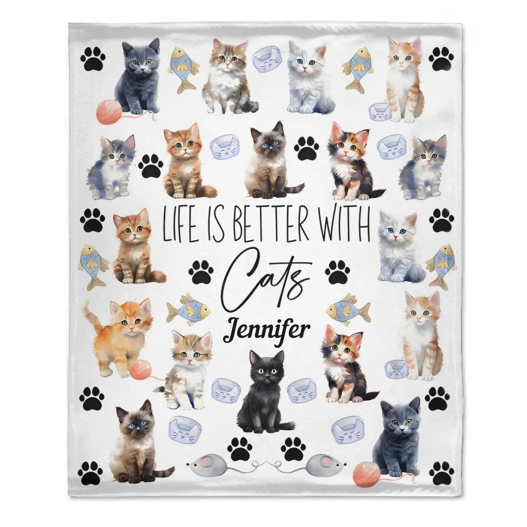 Life Is Better With Cats - Personalized Cat Blanket - Gift for Cat Owners,Cat Lovers - Joliny