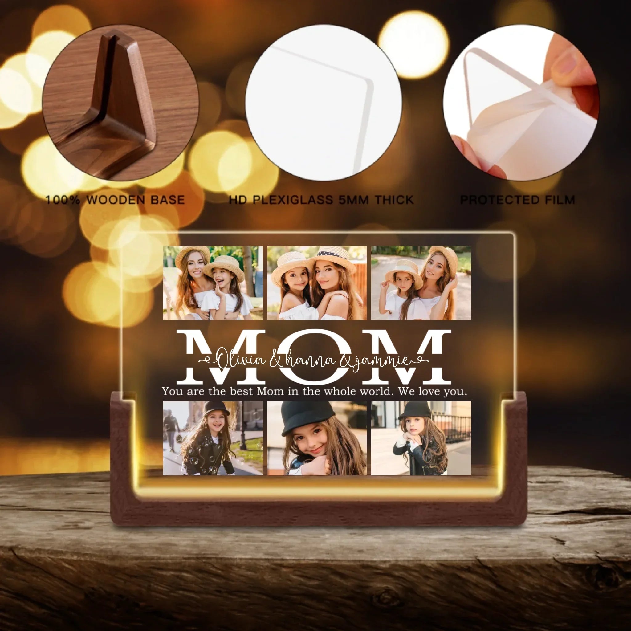 Personalized Custom Photos Picture Frame with LED, Valentines Day Gifts for Mom - Joliny