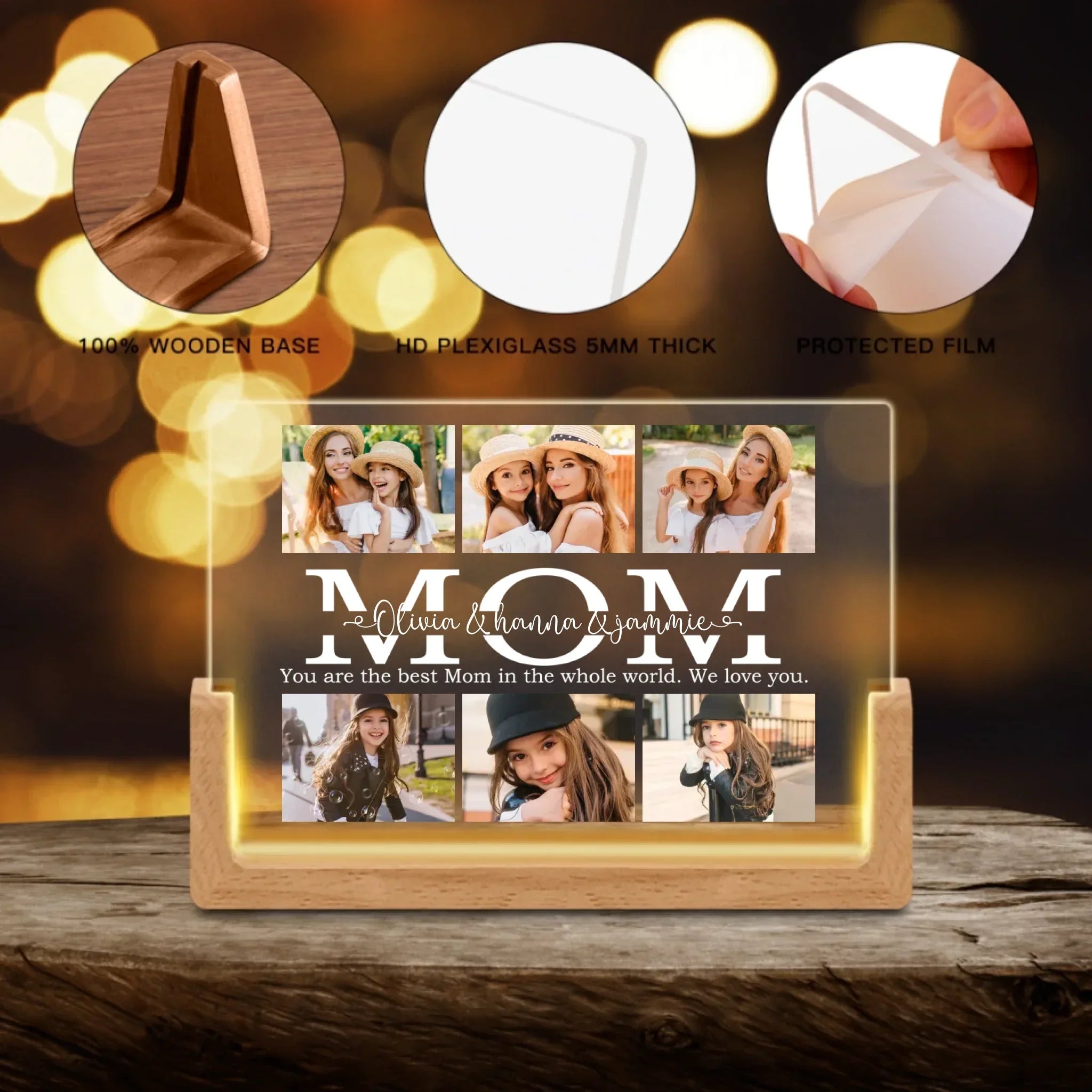 Personalized Custom Photos Picture Frame with LED, Valentines Day Gifts for Mom - Joliny