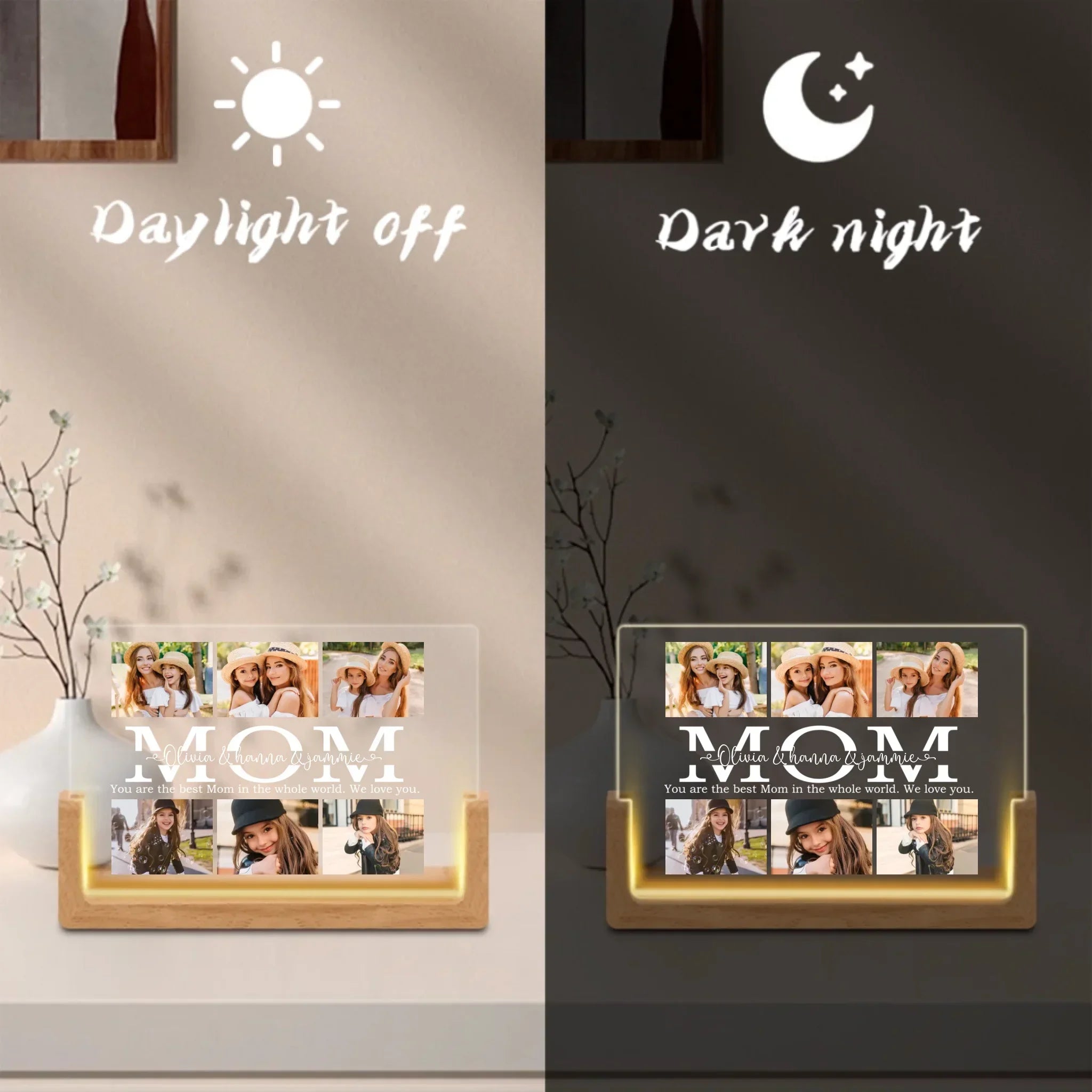 Personalized Custom Photos Picture Frame with LED, Valentines Day Gifts for Mom - Joliny