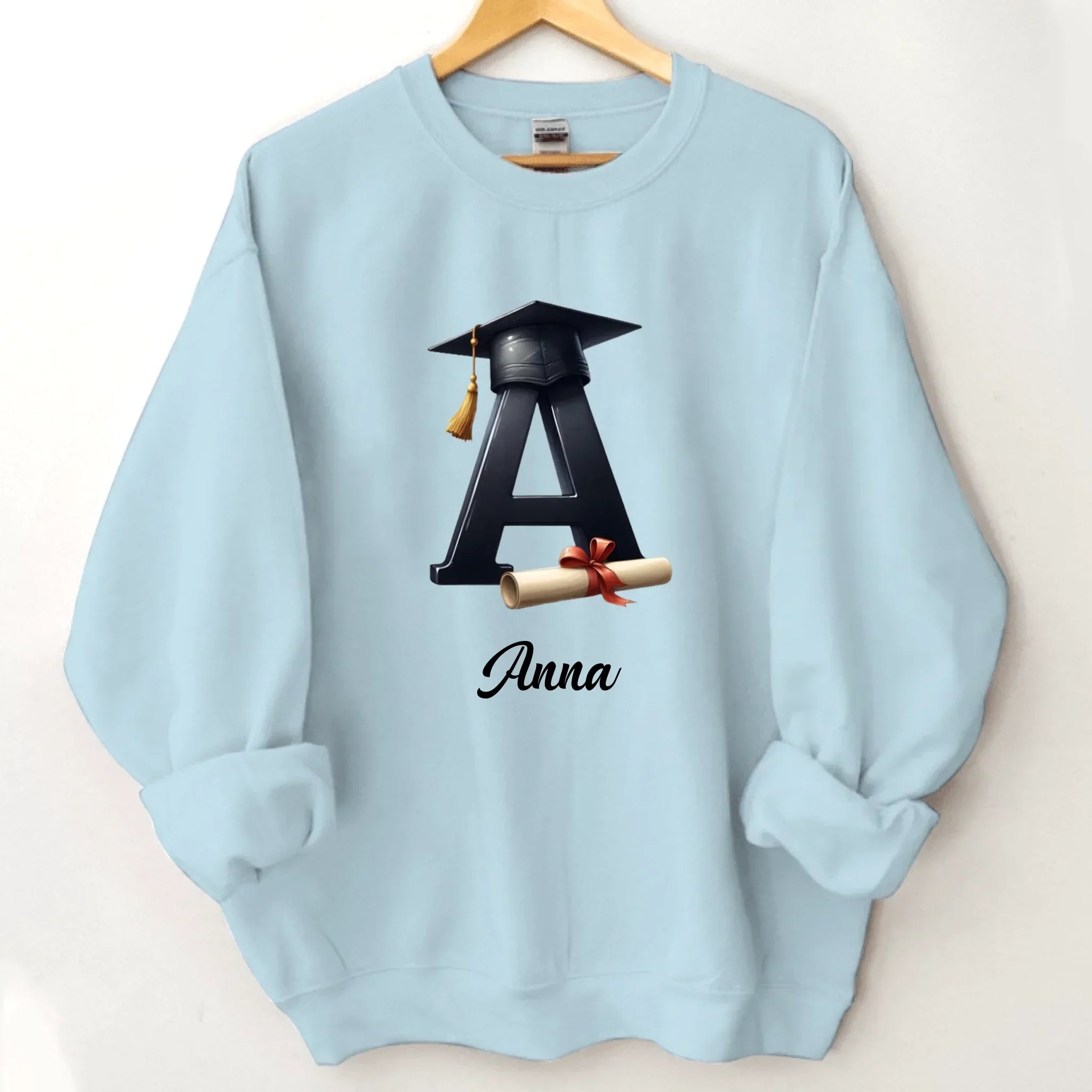 Customized Initial Letter with Graduation Cap - Personalized Graduation Theme Clothes - Gift for Graduates - Joliny