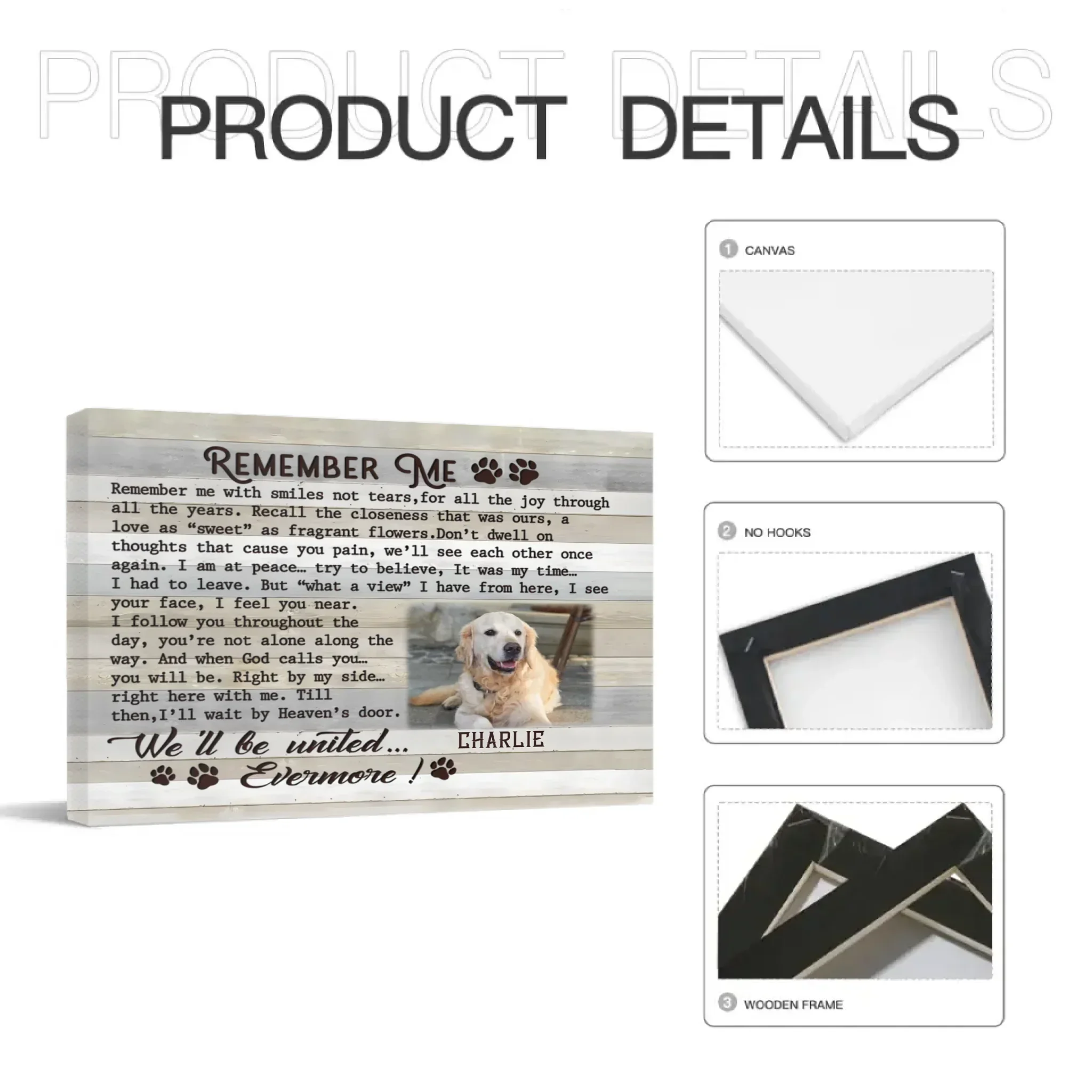 Custom Pet Photo Canvas Prints - personalized Text and Title for Pet Owners - Joliny