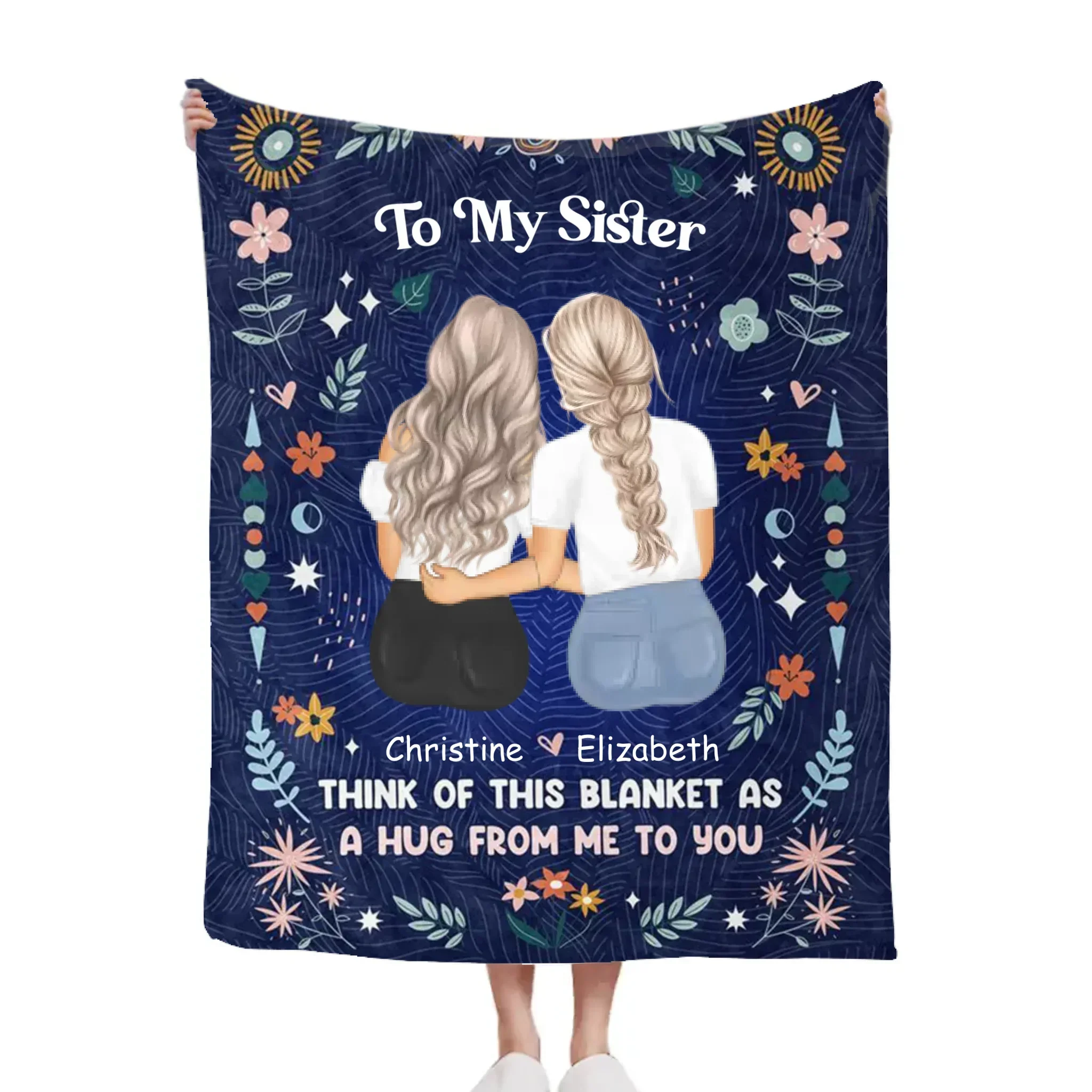 Blanket Like a Hug - Personalized Character Image Blanket - For Sisters,Best Friends,Daughter,Mother - Joliny