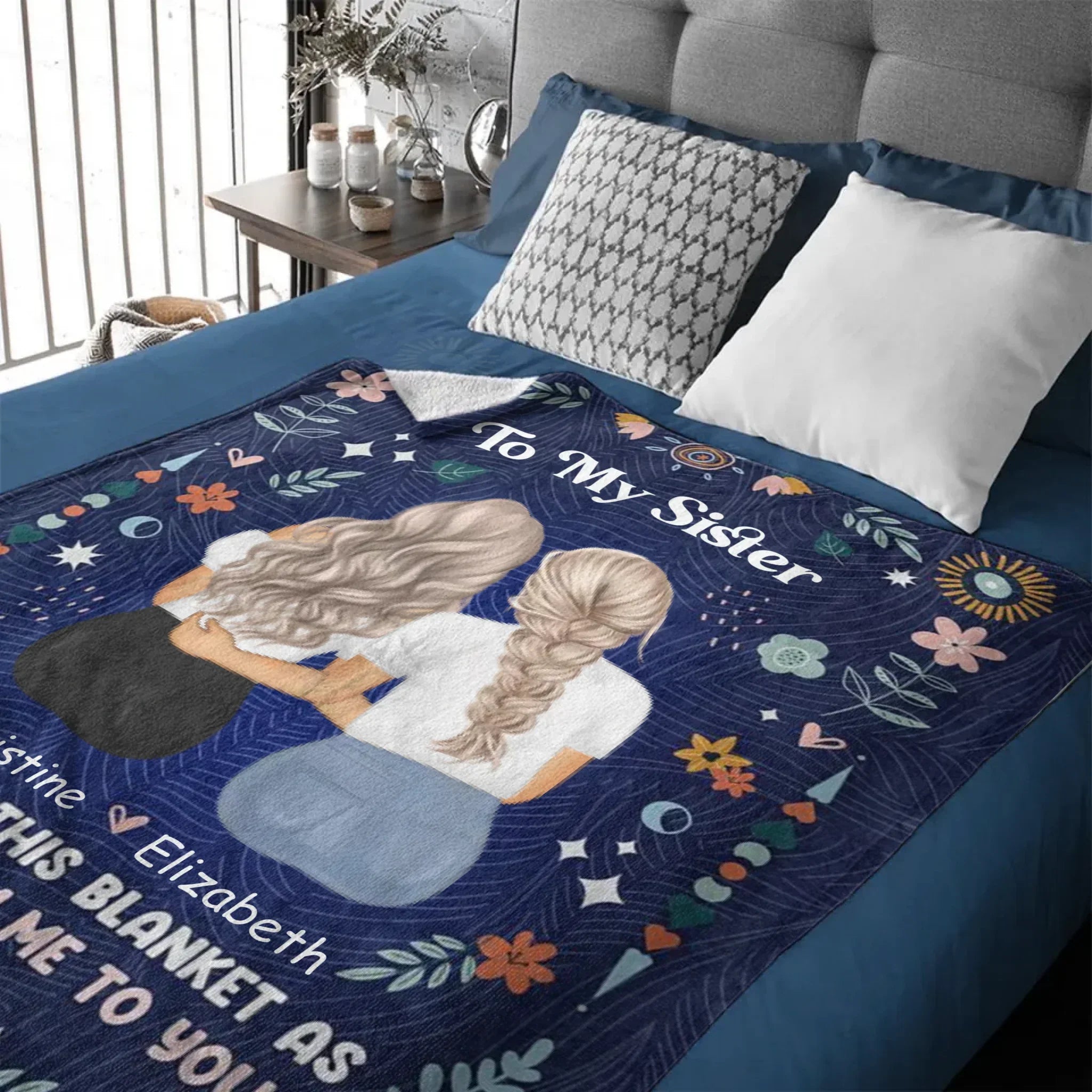 Blanket Like a Hug - Personalized Character Image Blanket - For Sisters,Best Friends,Daughter,Mother - Joliny