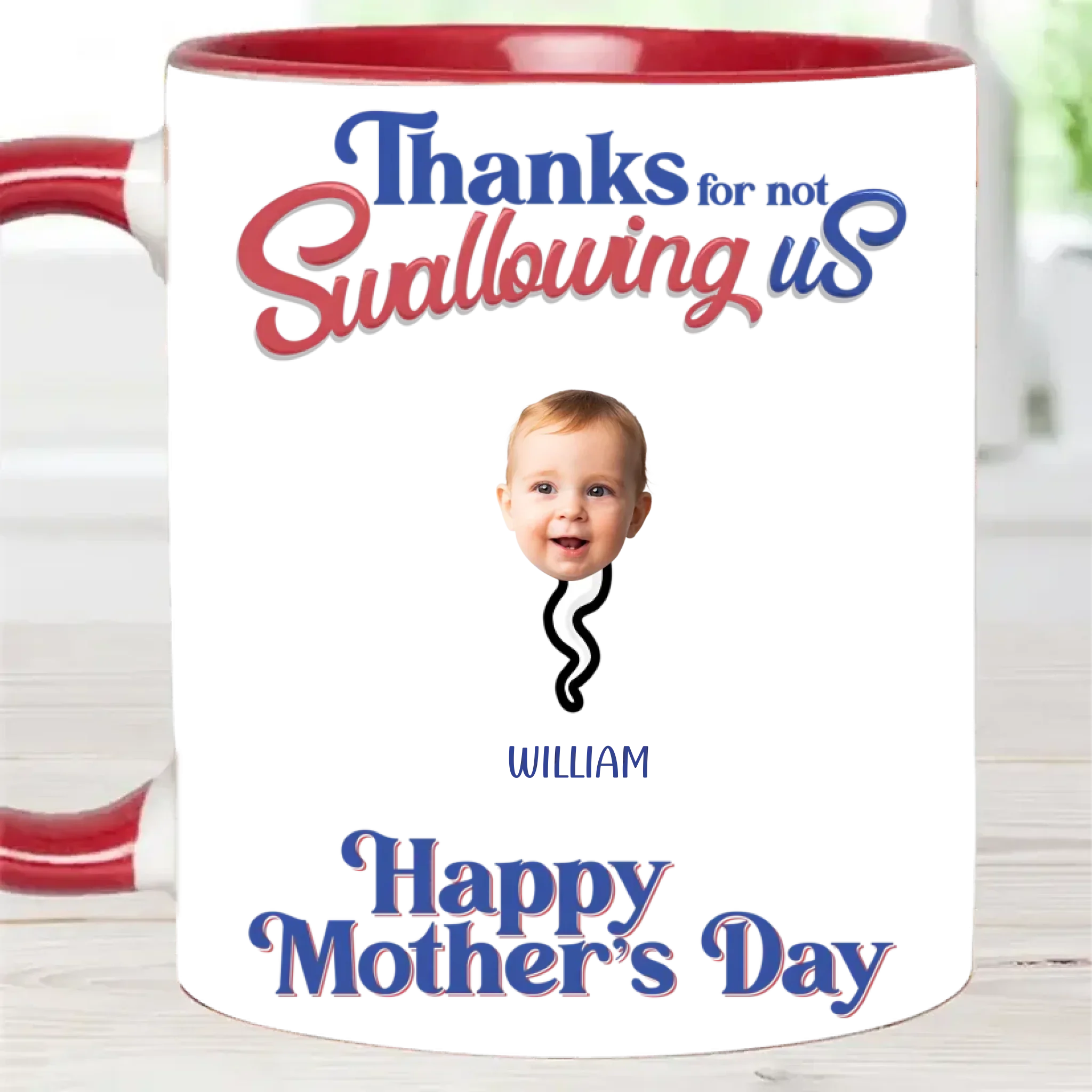 Thanks For Not Swallowing Us - Mug with Personalized Names and Photos - Funny Gift For Mom - Joliny