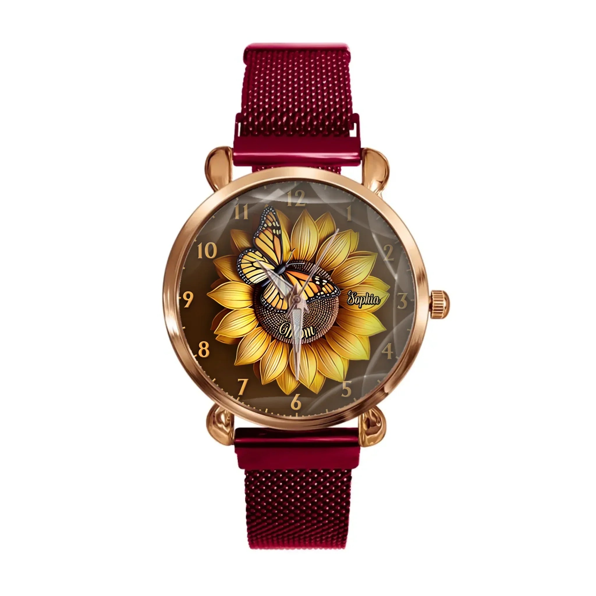 Customized Sunflower Dial Watch - Personalized Name - Gift for Mom and Grandma - Joliny