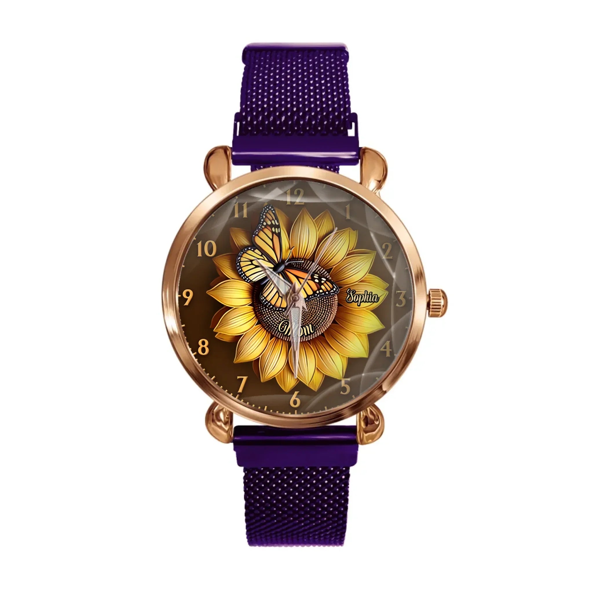 Customized Sunflower Dial Watch - Personalized Name - Gift for Mom and Grandma - Joliny