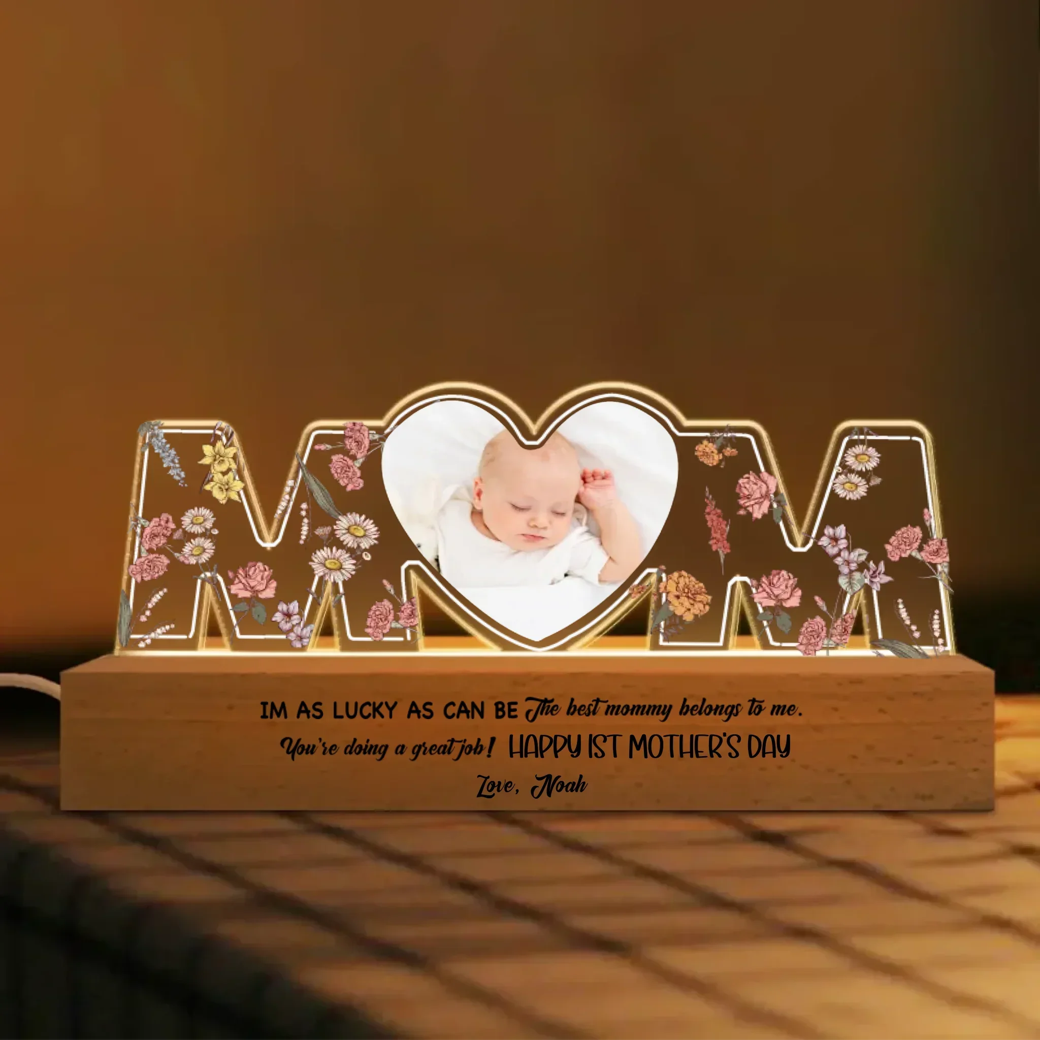 The Best Mommy Belongs To Me - Personalized Photo LED Night Light - Mother's Day Gift - Joliny