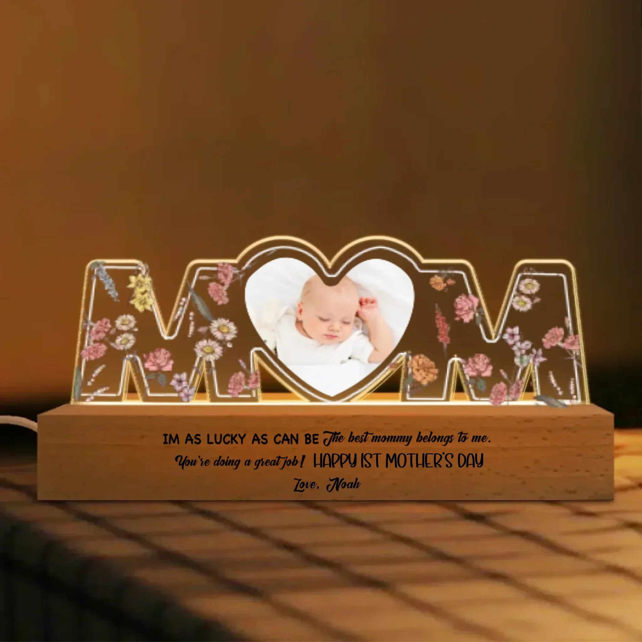 The Best Mommy Belongs To Me - Personalized Photo LED Night Light - Mother's Day Gift - Joliny