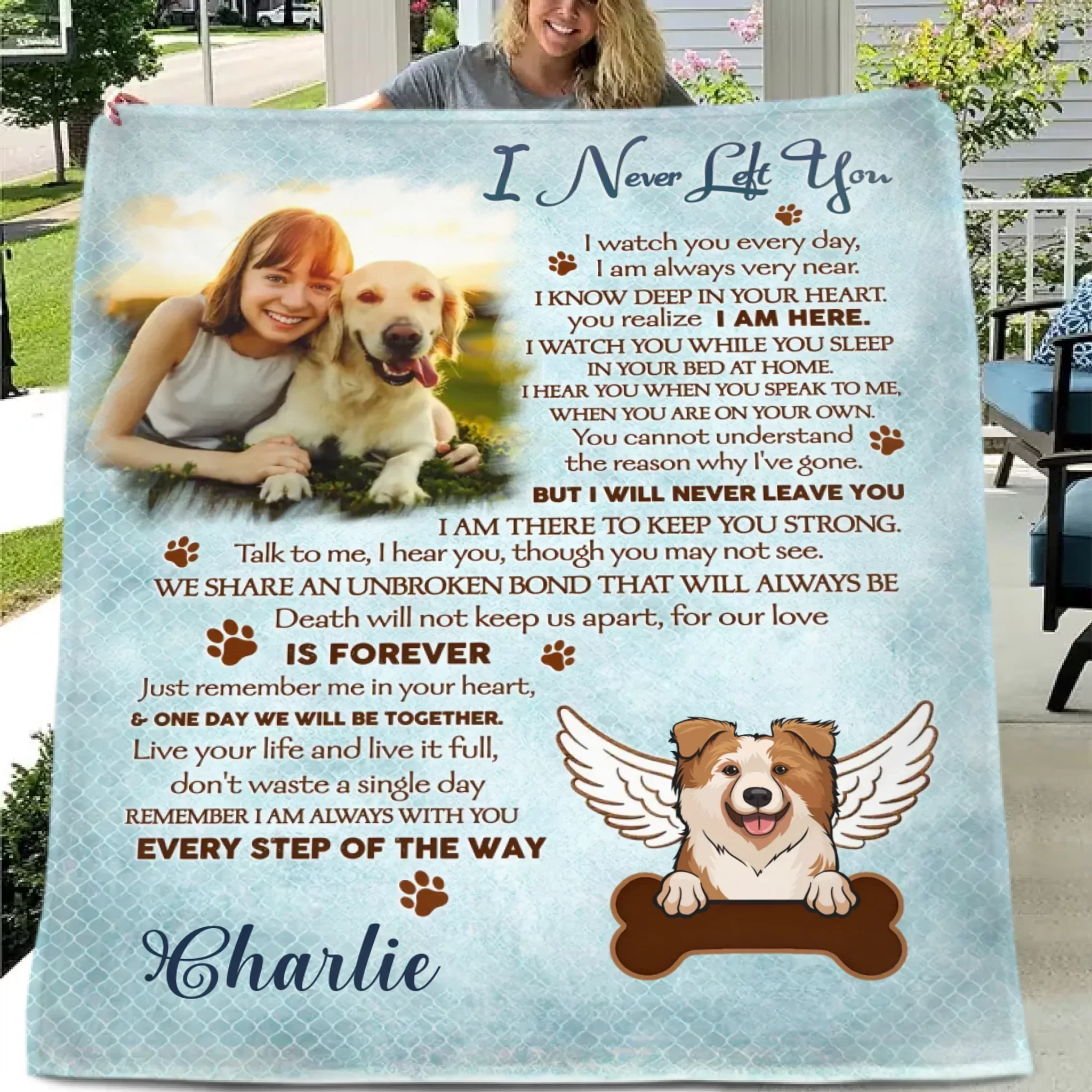 Unique Pet Loss Blanket - Personalized Pet Remembrance Sympathy Gift - Joliny