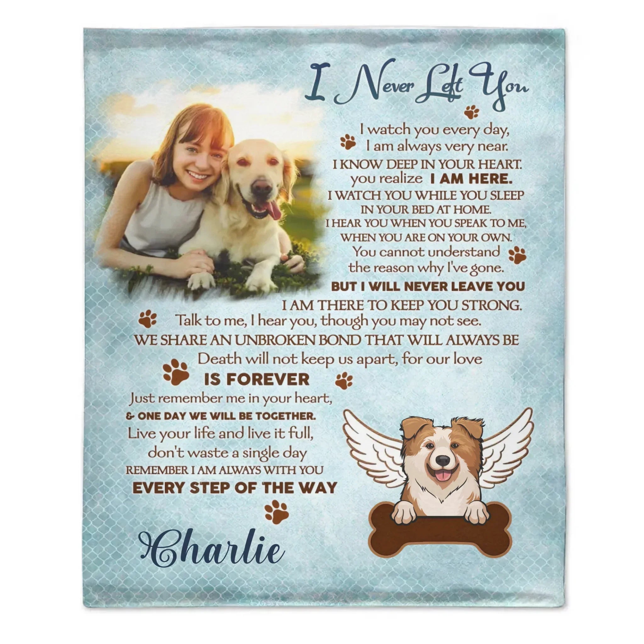 Unique Pet Loss Blanket - Personalized Pet Remembrance Sympathy Gift - Joliny