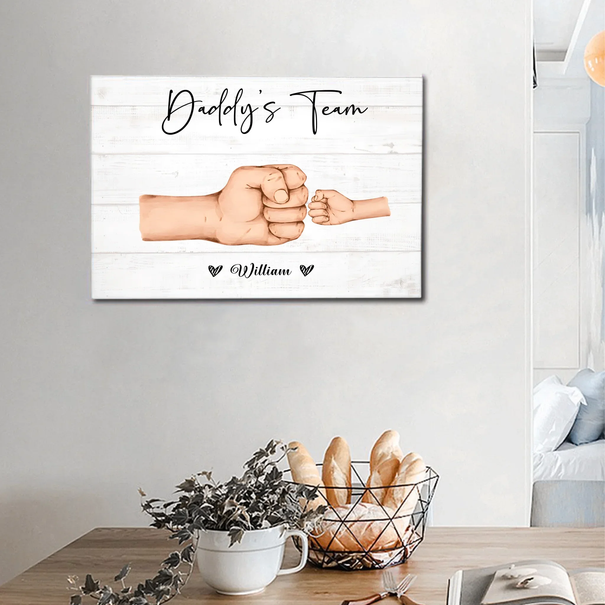 Mother Or Daddy & Kids, Together We're A Team - Personalized Canvas Painting - Joliny