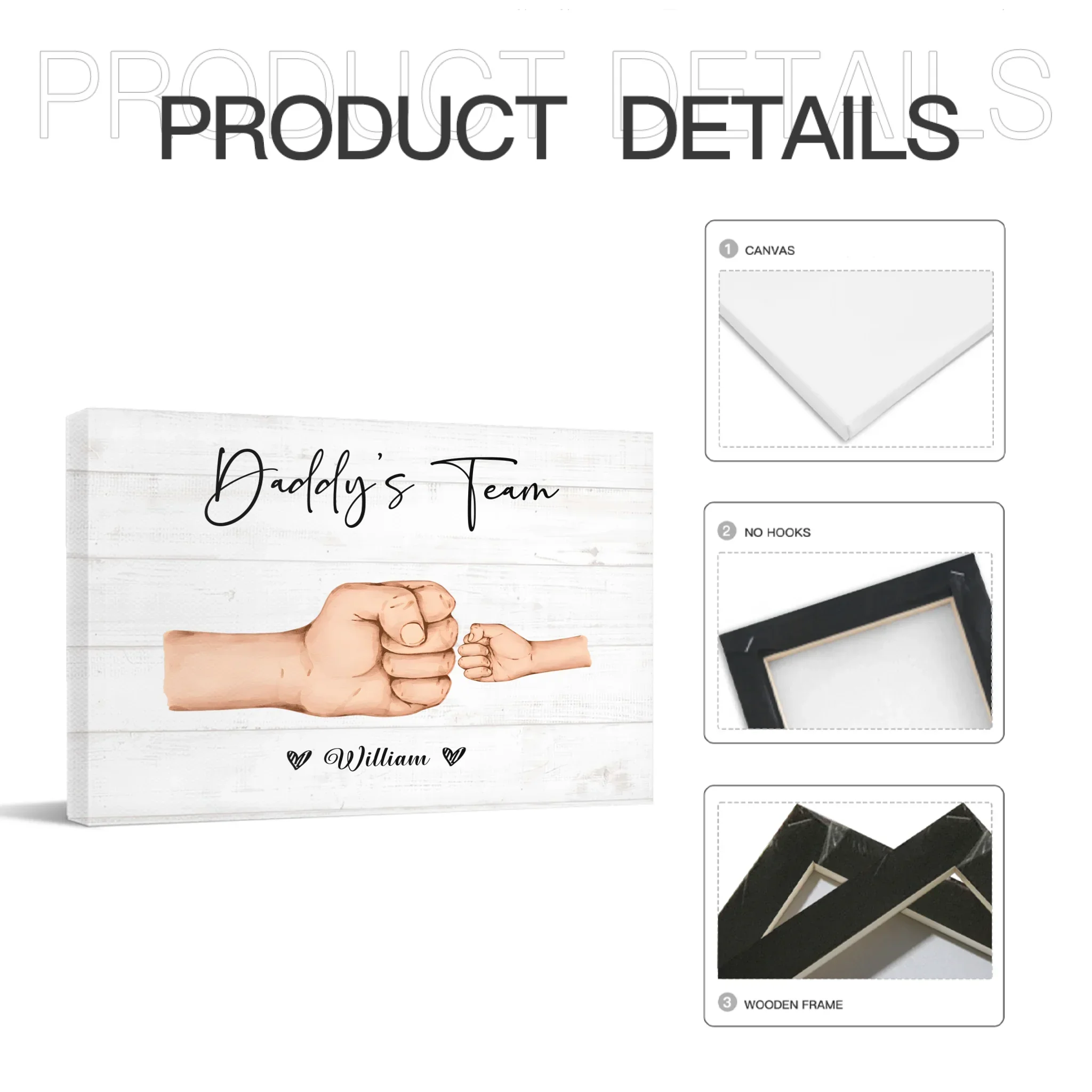 Mother Or Daddy & Kids, Together We're A Team - Personalized Canvas Painting - Joliny