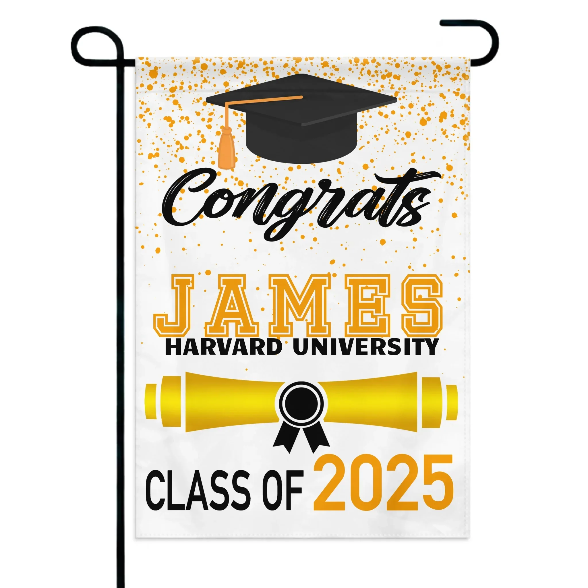 Custom Fall Graduation Gift Garden Flag, Class Of 2025 Golden Theme With Name - Joliny