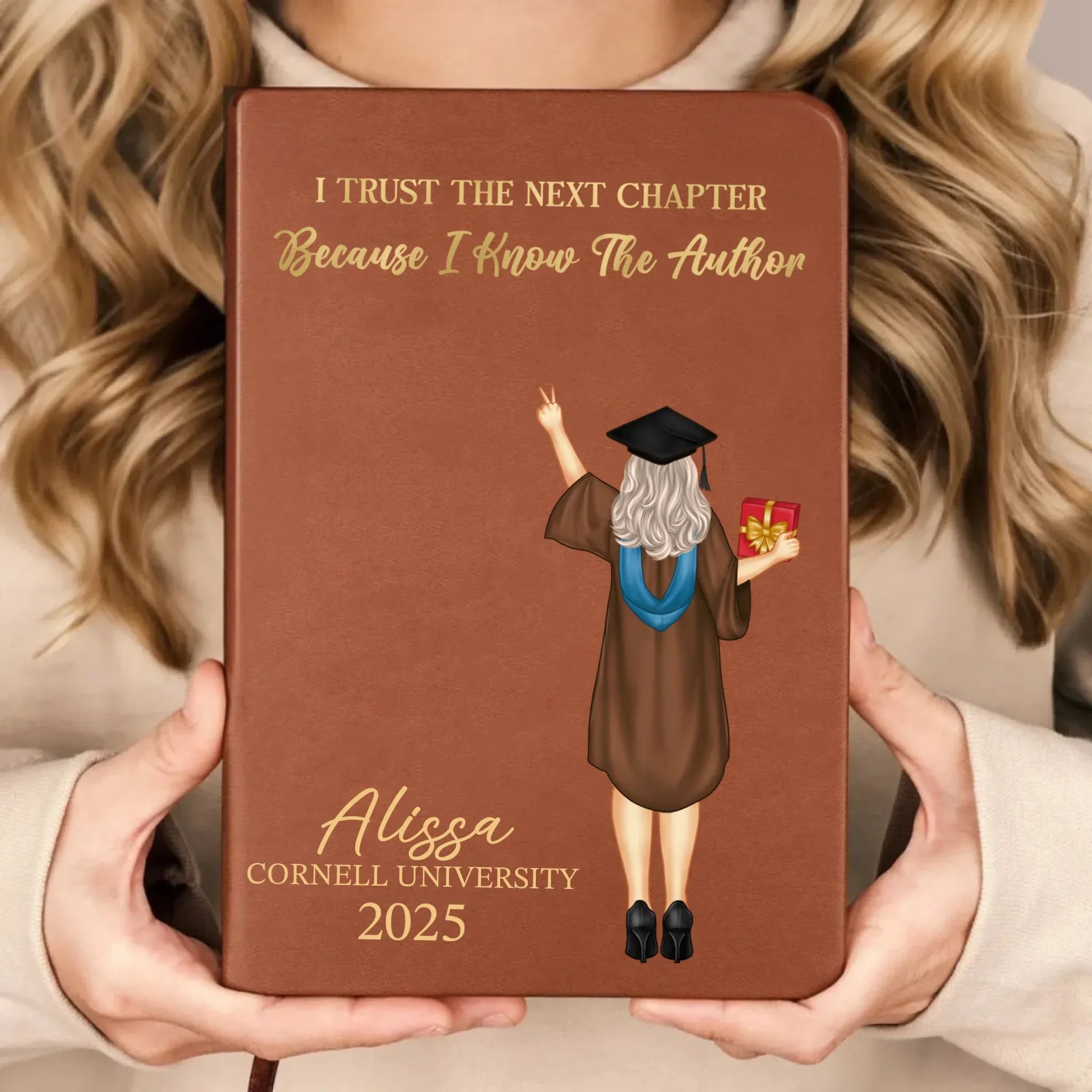 I Trust The Next Chapter - Personalized Custom Leather Journal - Graduation Gift - Joliny