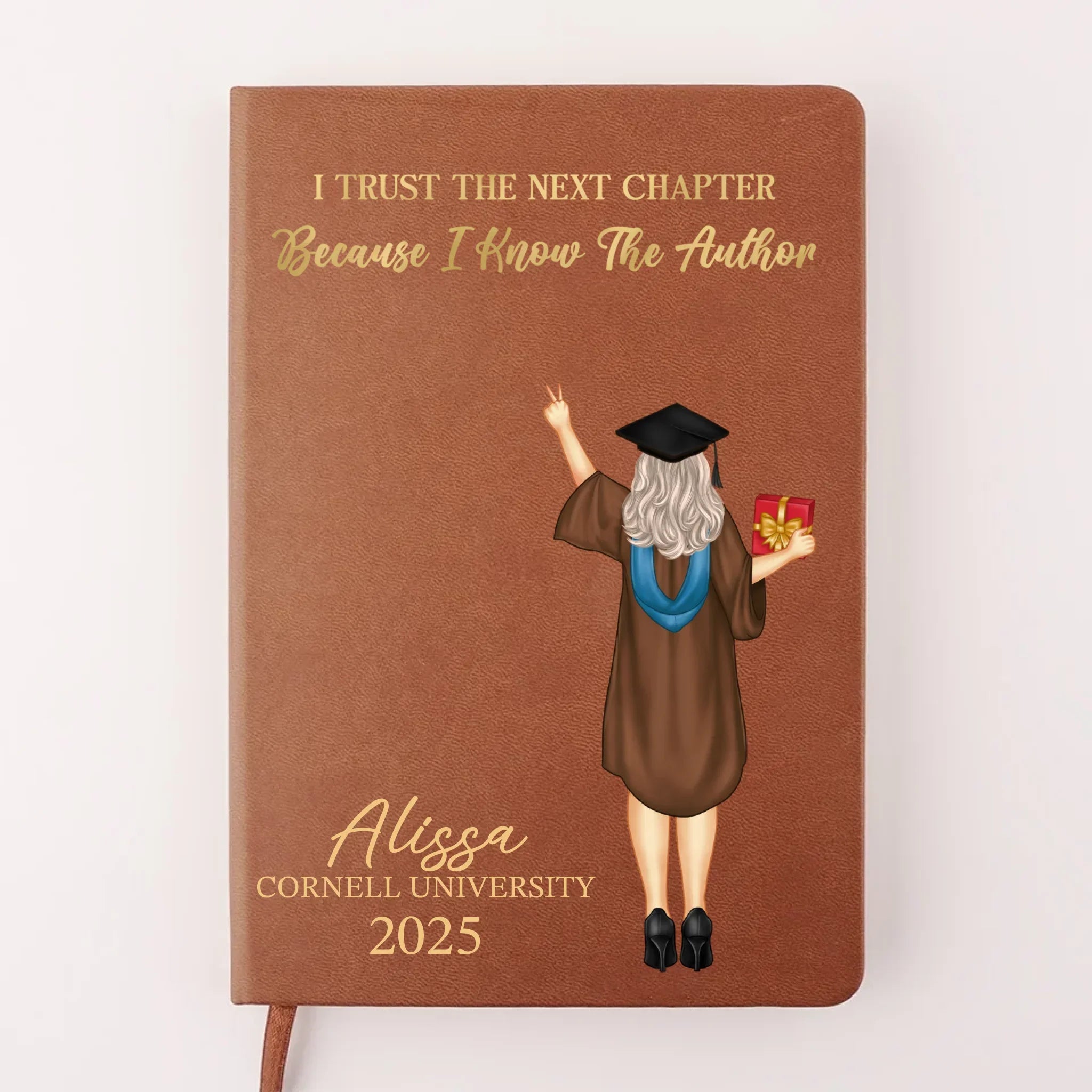 I Trust The Next Chapter - Personalized Custom Leather Journal - Graduation Gift - Joliny