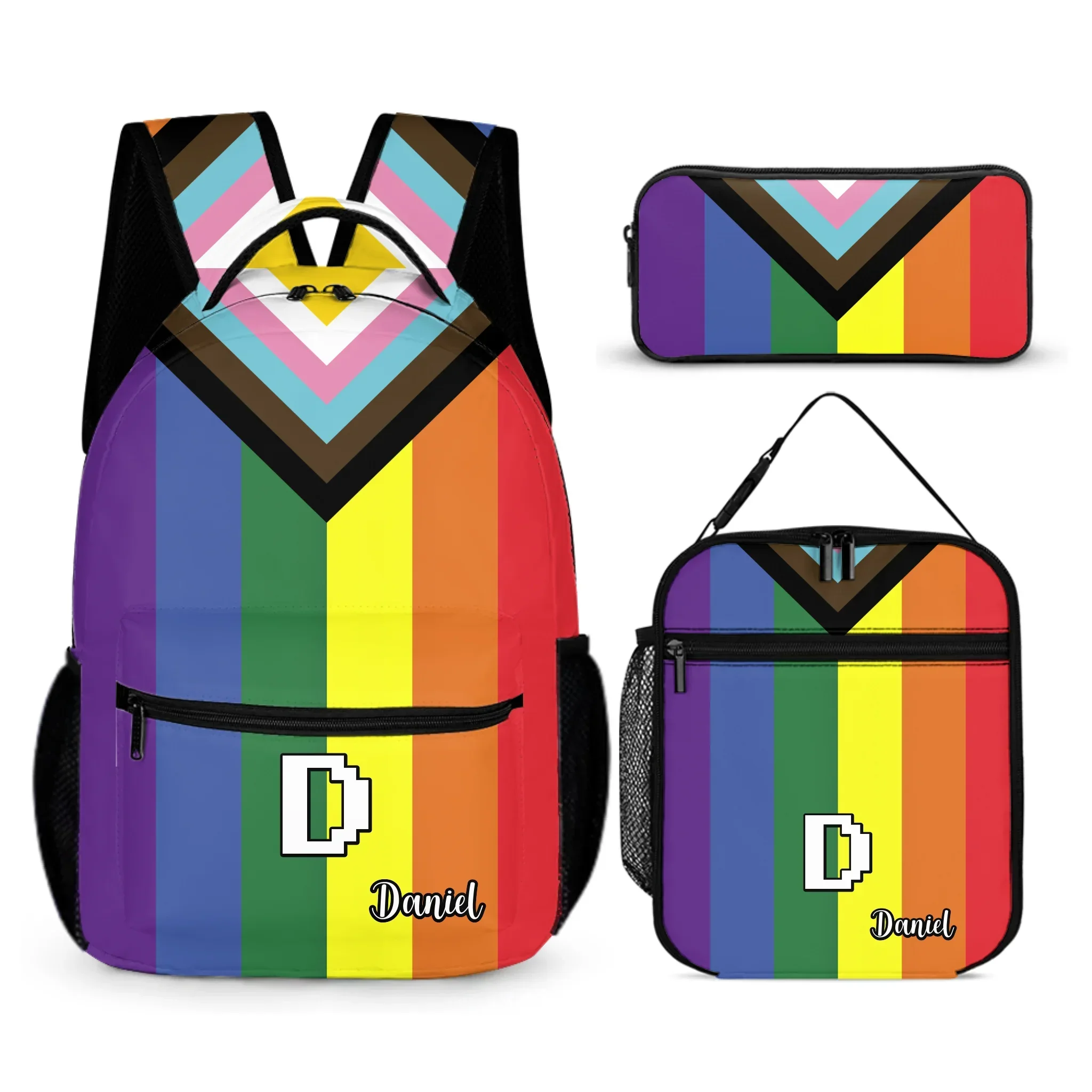 Rainbow Schoolbag - Personalized Name Backpack with Rainbow Print - Back-to-School Gift for Kids - Joliny