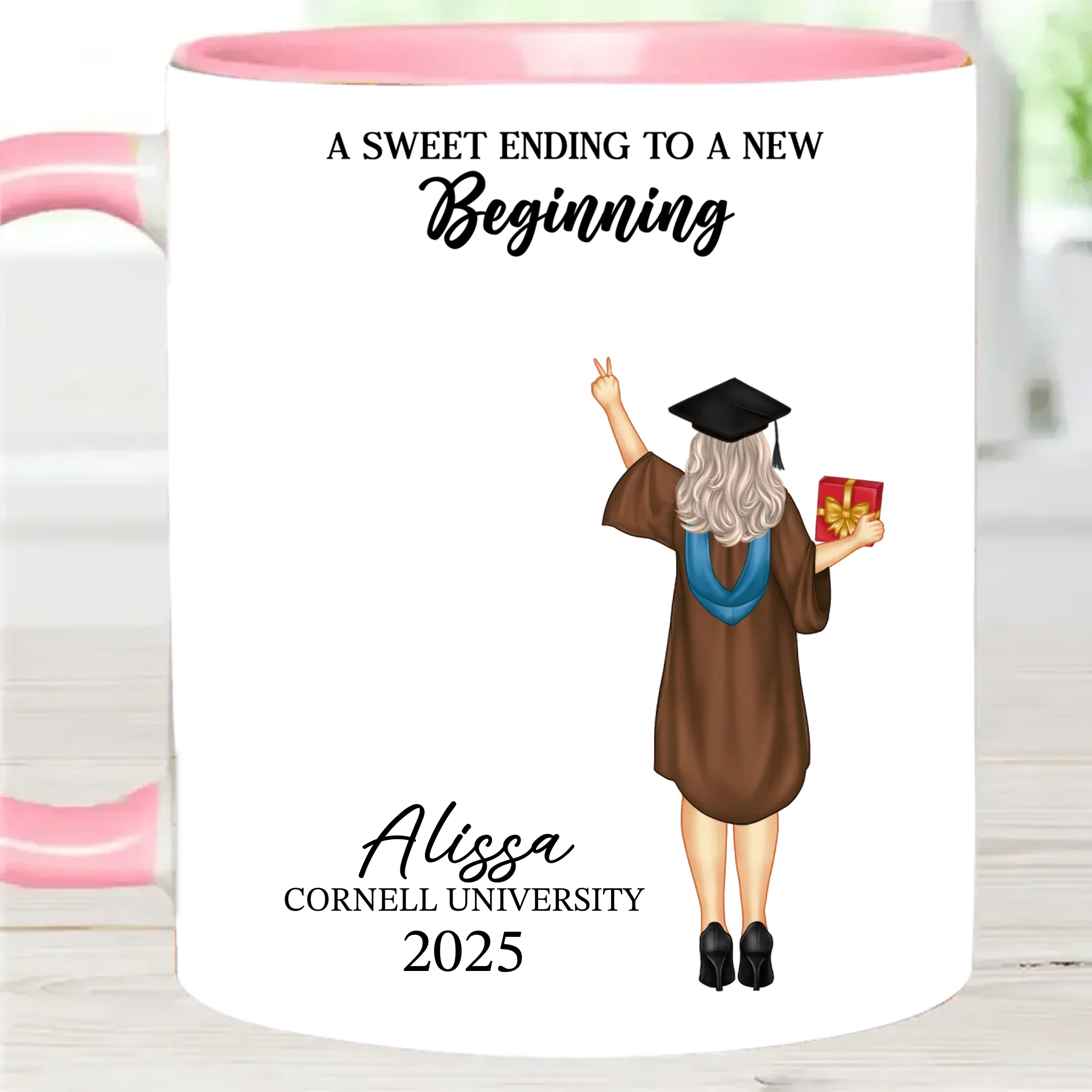 Graduation Mug A Sweet Ending To A New Beginning - Personalized Mug - Joliny