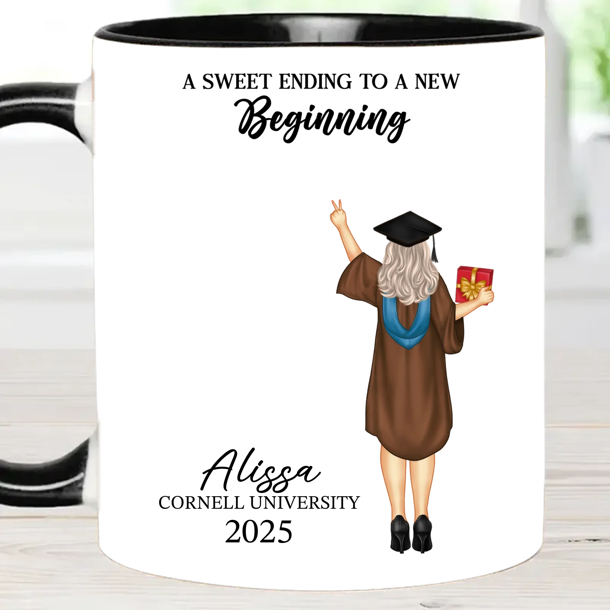 Graduation Mug A Sweet Ending To A New Beginning - Personalized Mug - Joliny