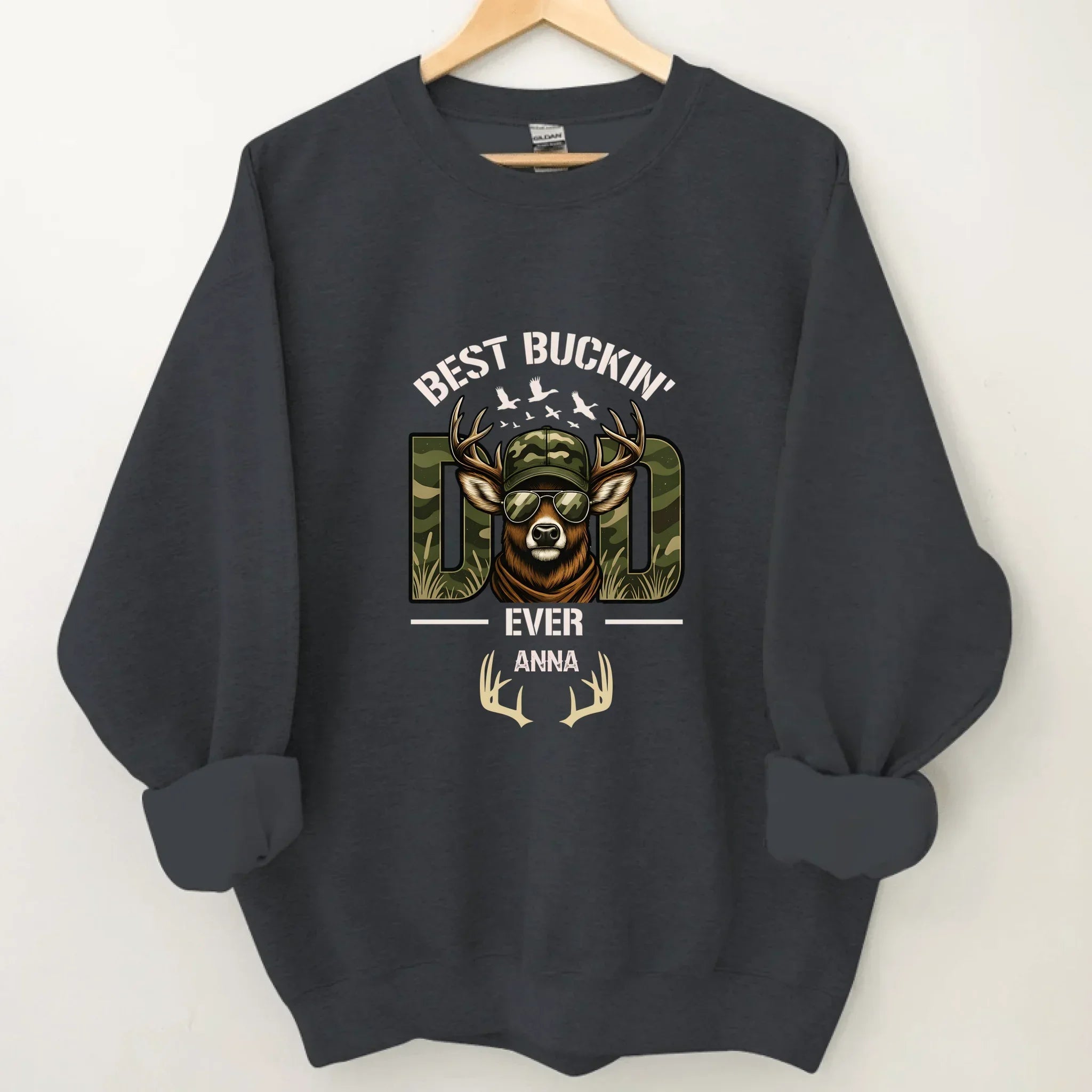 Hunter Dad Best Buckin' Dad Custom Kids Name - Personalized Shirt - Joliny