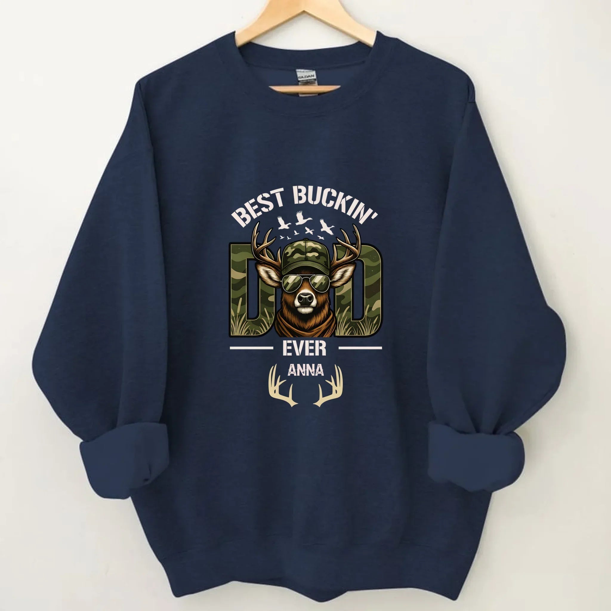 Hunter Dad Best Buckin' Dad Custom Kids Name - Personalized Shirt - Joliny